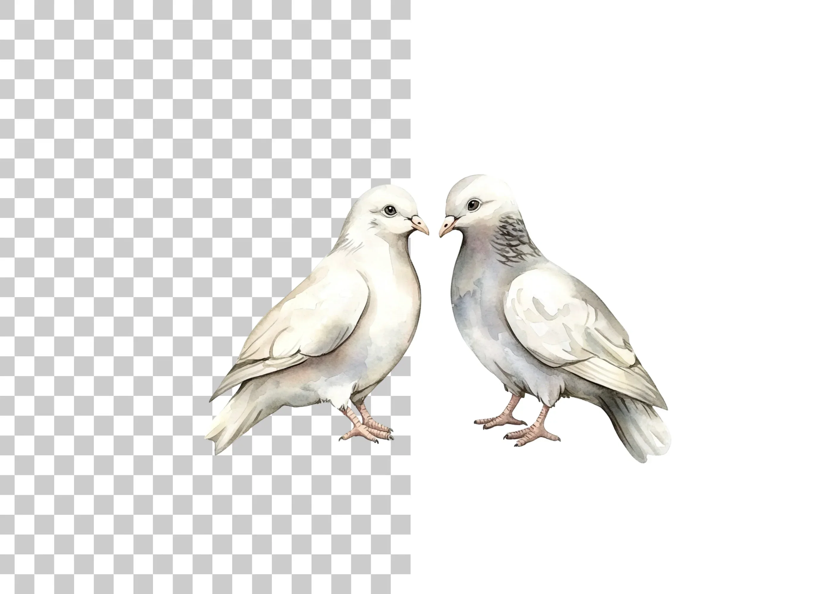 White Dove Pair Clipart Bundle - Image 2