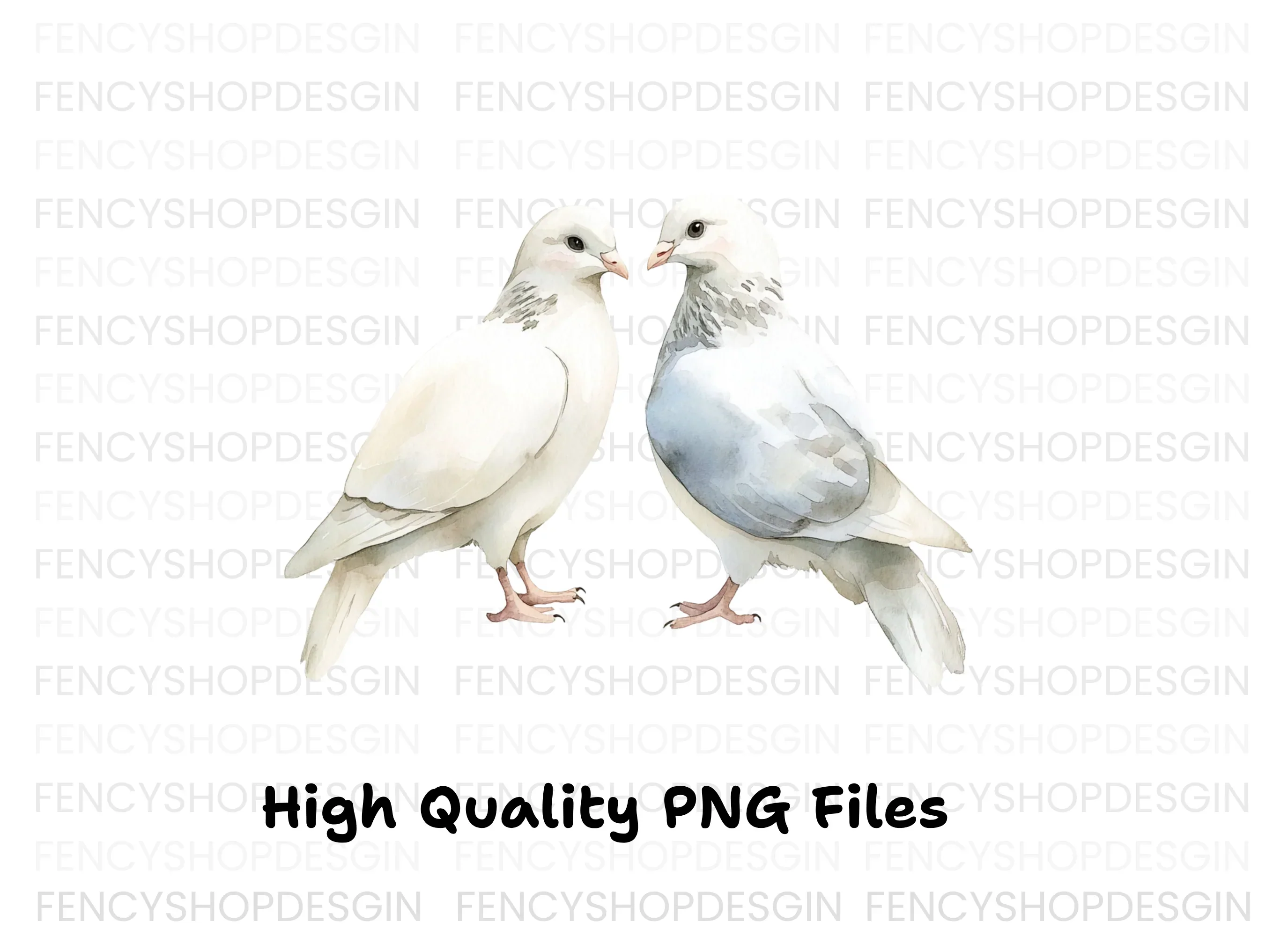 White Dove Pair Clipart Bundle - Image 3