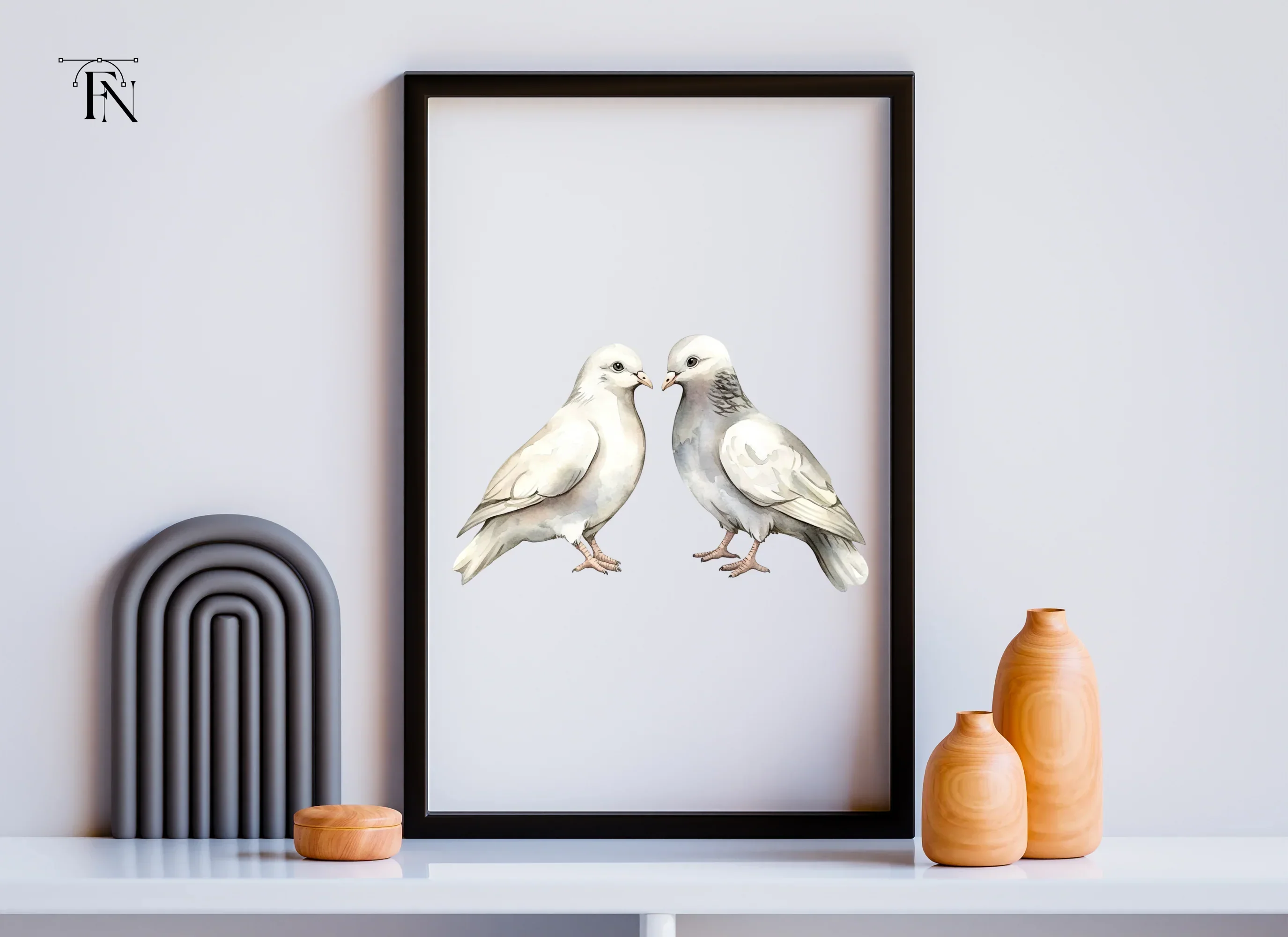 White Dove Pair Clipart Bundle - Image 6