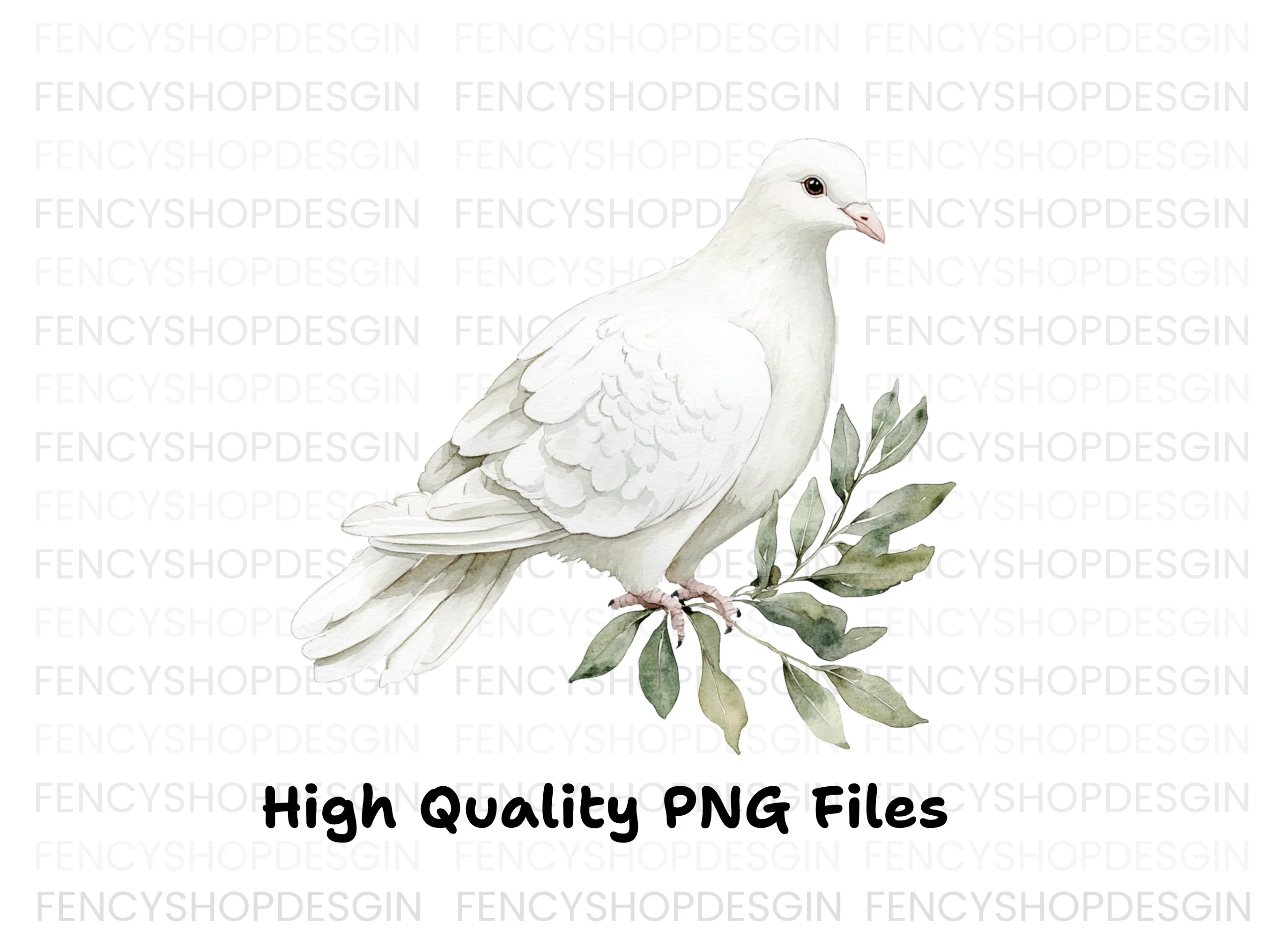 White Dove with Olive Branch Clipart Bundle - Image 3