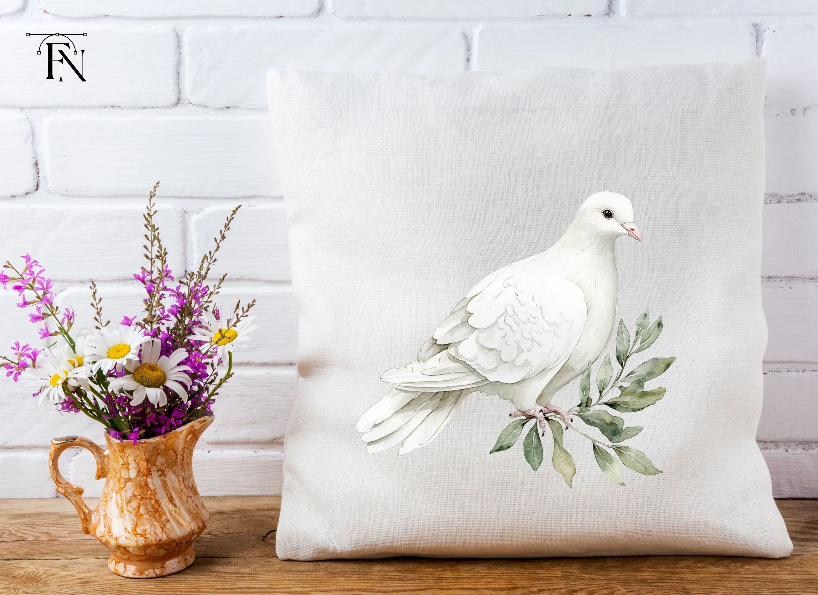 White Dove with Olive Branch Clipart Bundle - Image 5