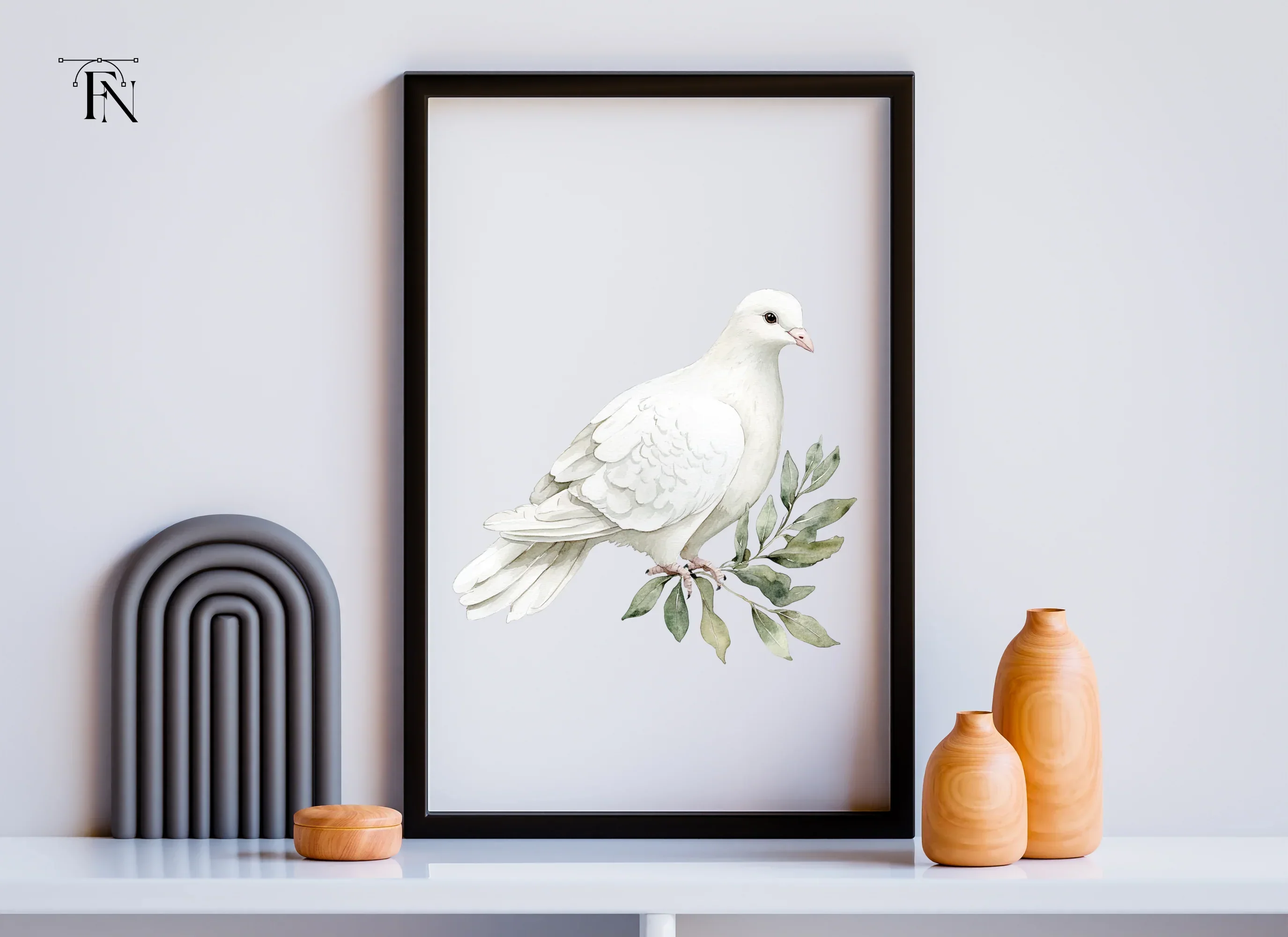 White Dove with Olive Branch Clipart Bundle - Image 6