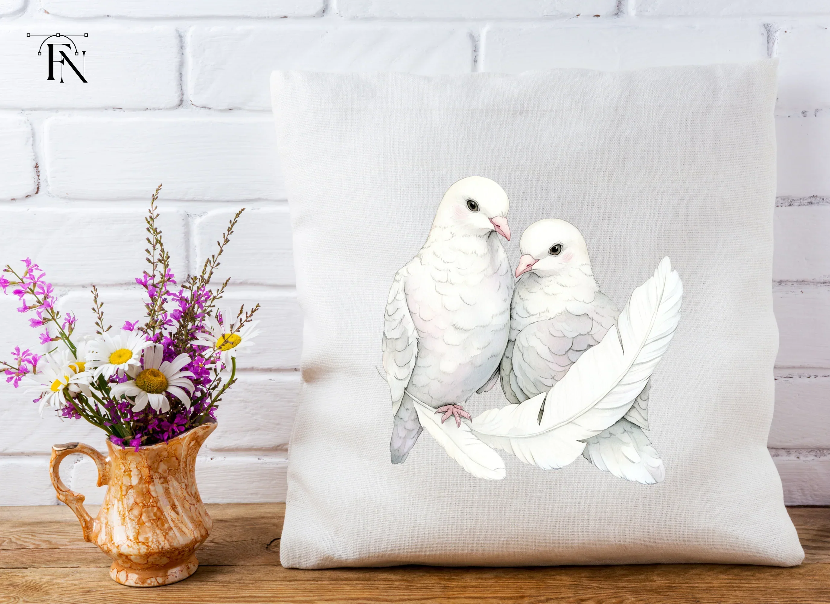 White Doves Feathers Clipart Bundle - Image 5