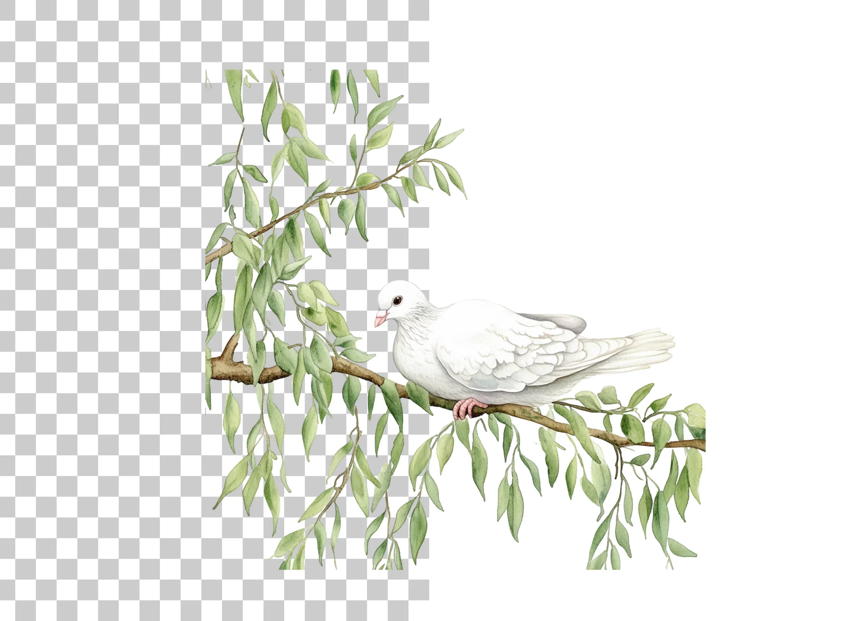White Doves on Branches Clipart Bundle - Image 2