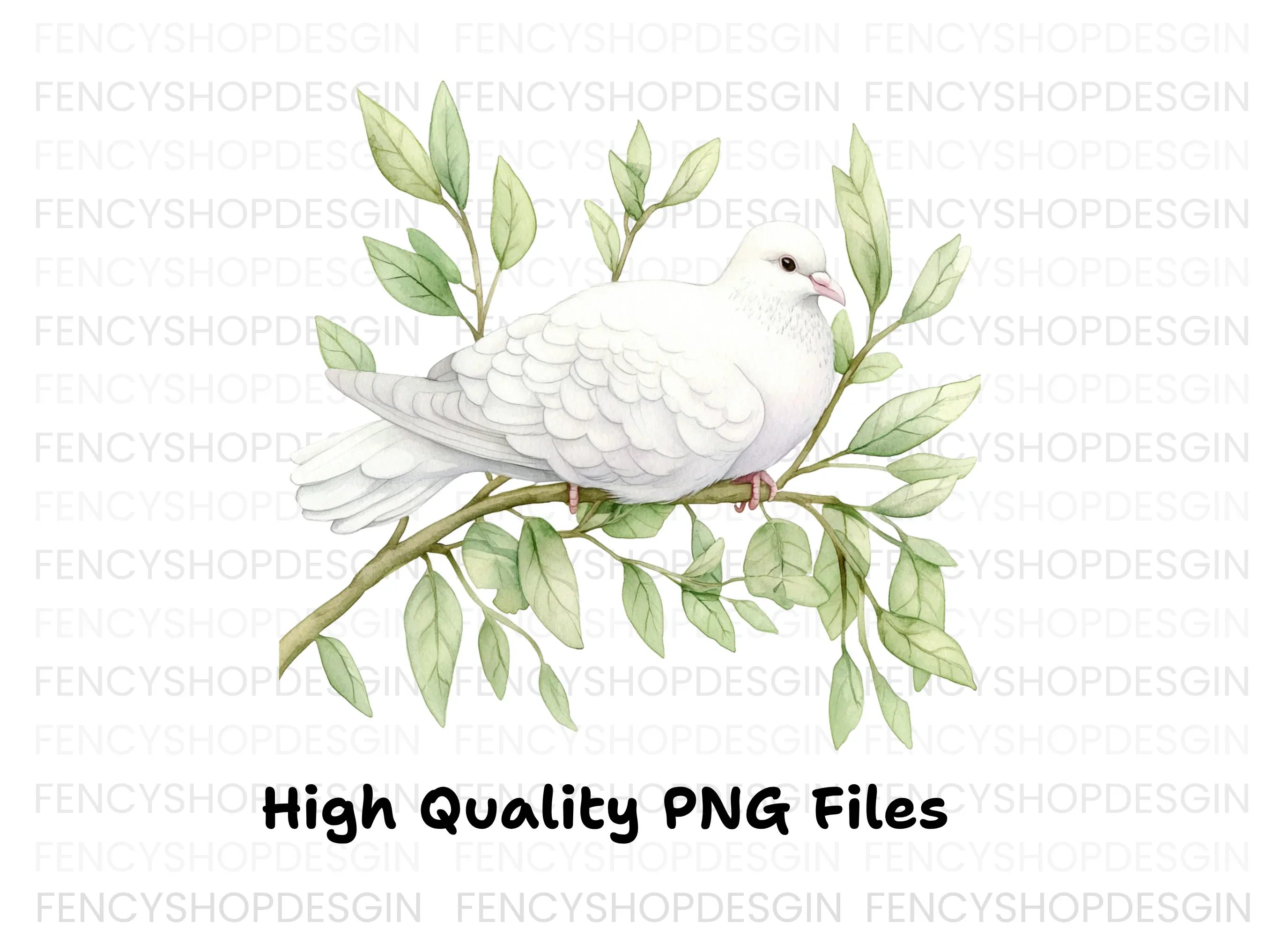 White Doves on Branches Clipart Bundle - Image 3