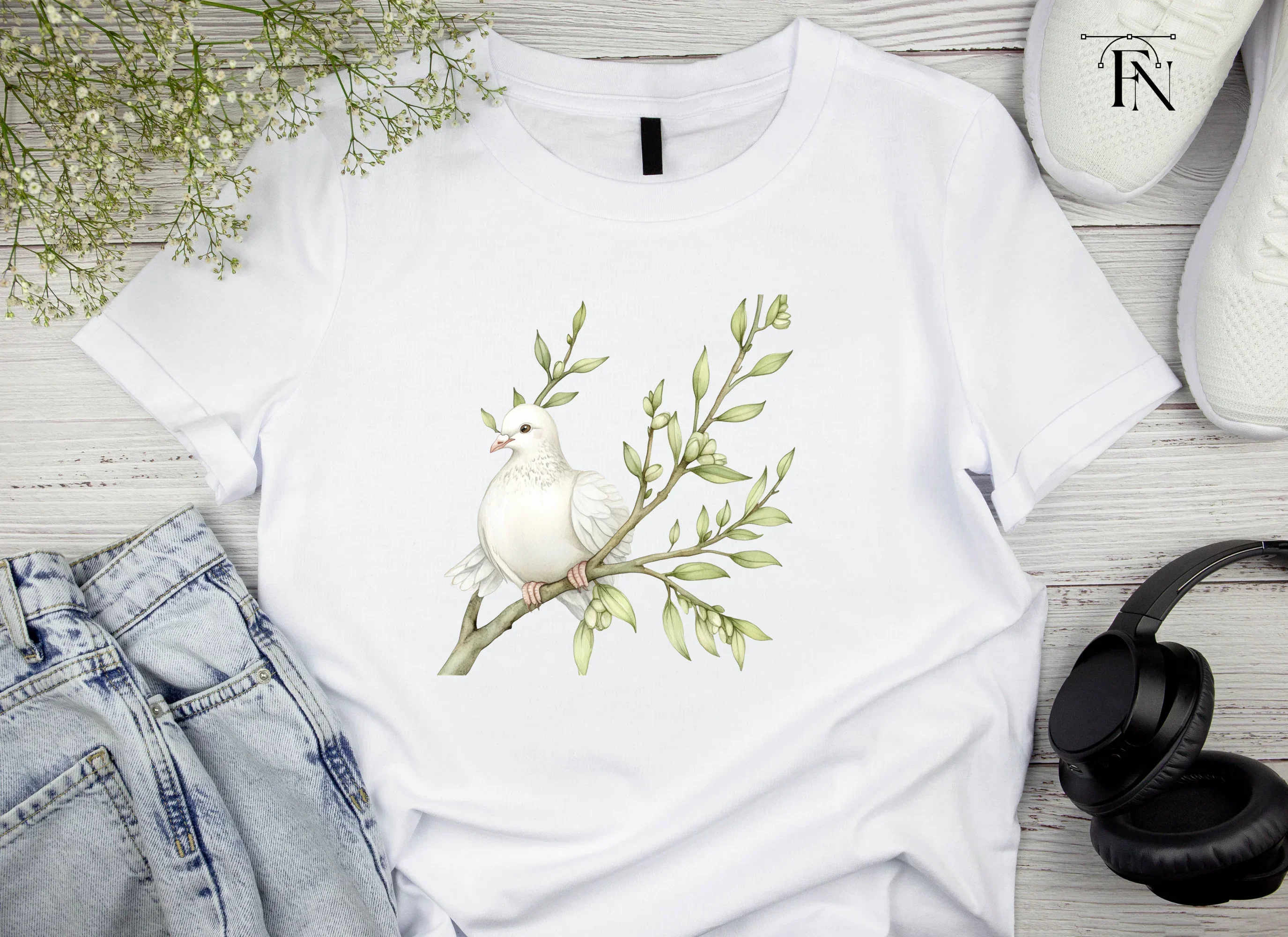 White Doves on Branches Clipart Bundle - Image 4