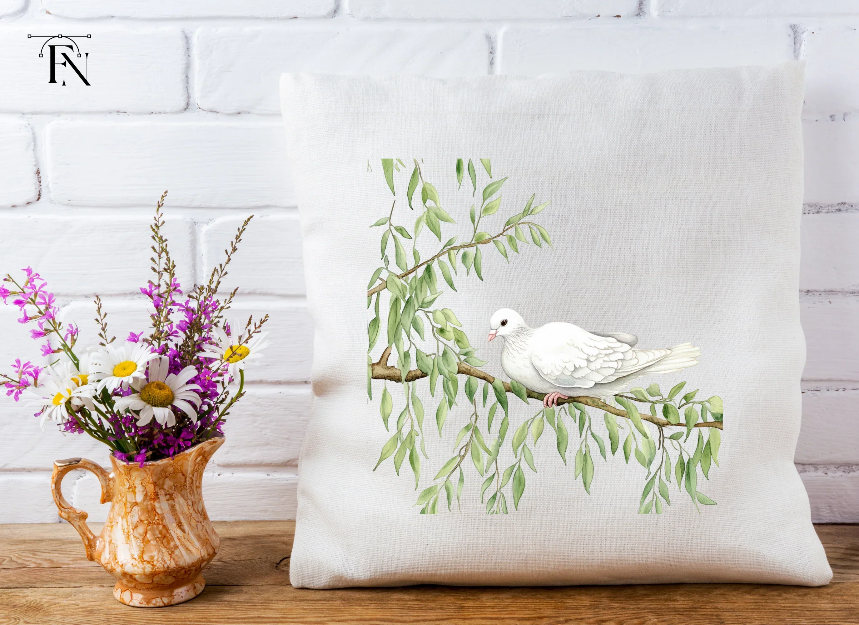 White Doves on Branches Clipart Bundle - Image 5