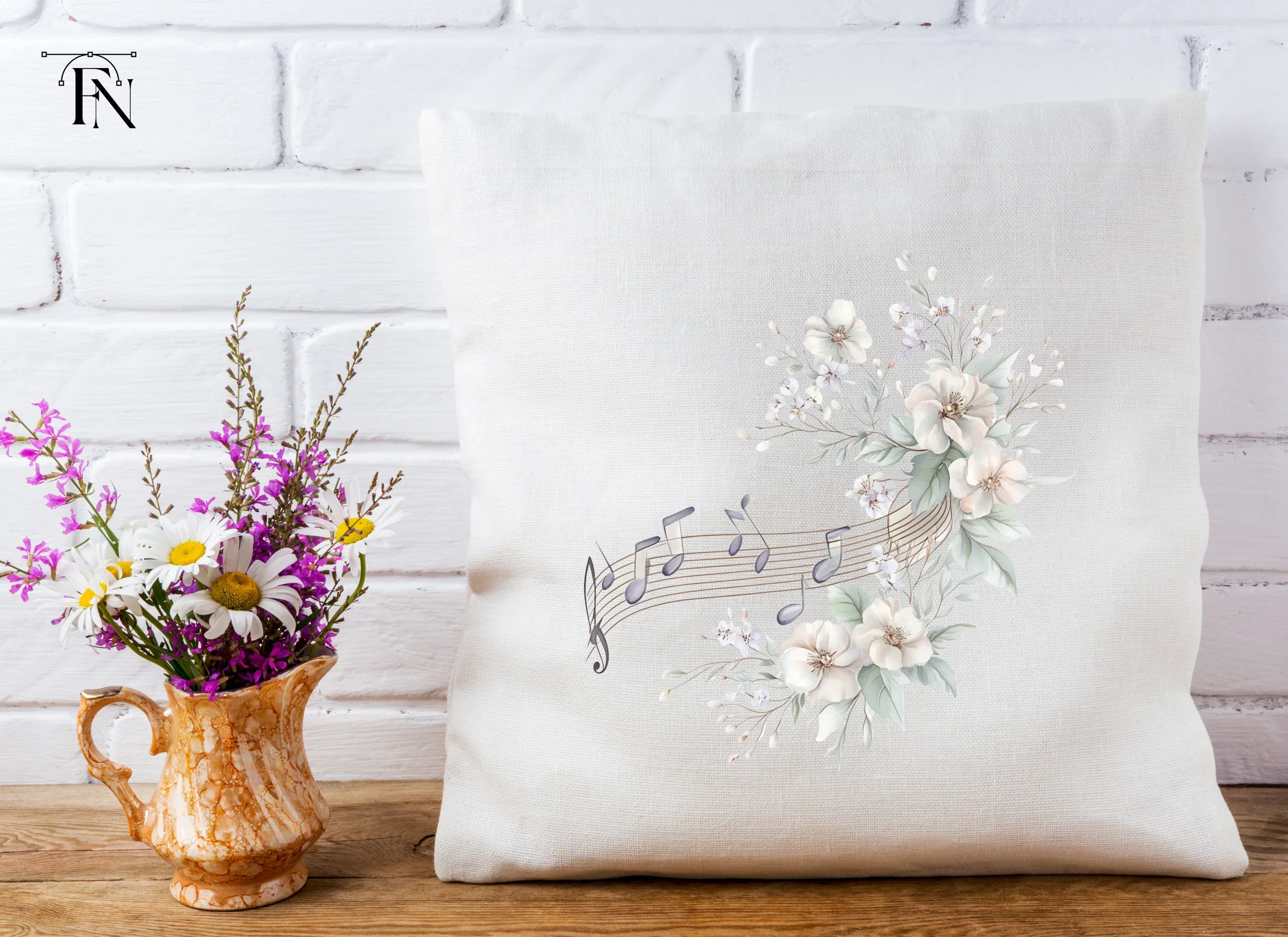 White Floral Music Clipart Bundle - Image 4