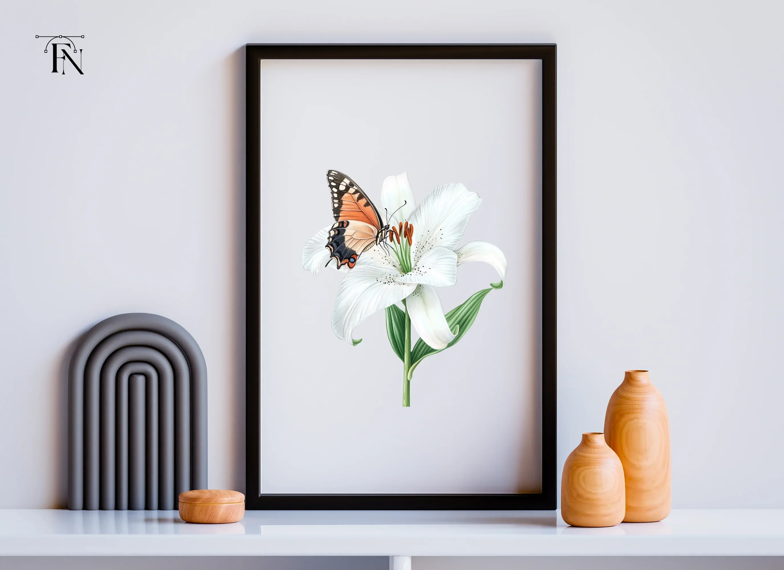 White Lily and Butterfly Clipart Bundle - Image 3