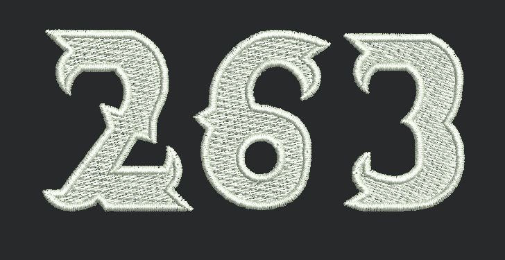 White Numbers Embroidery Design