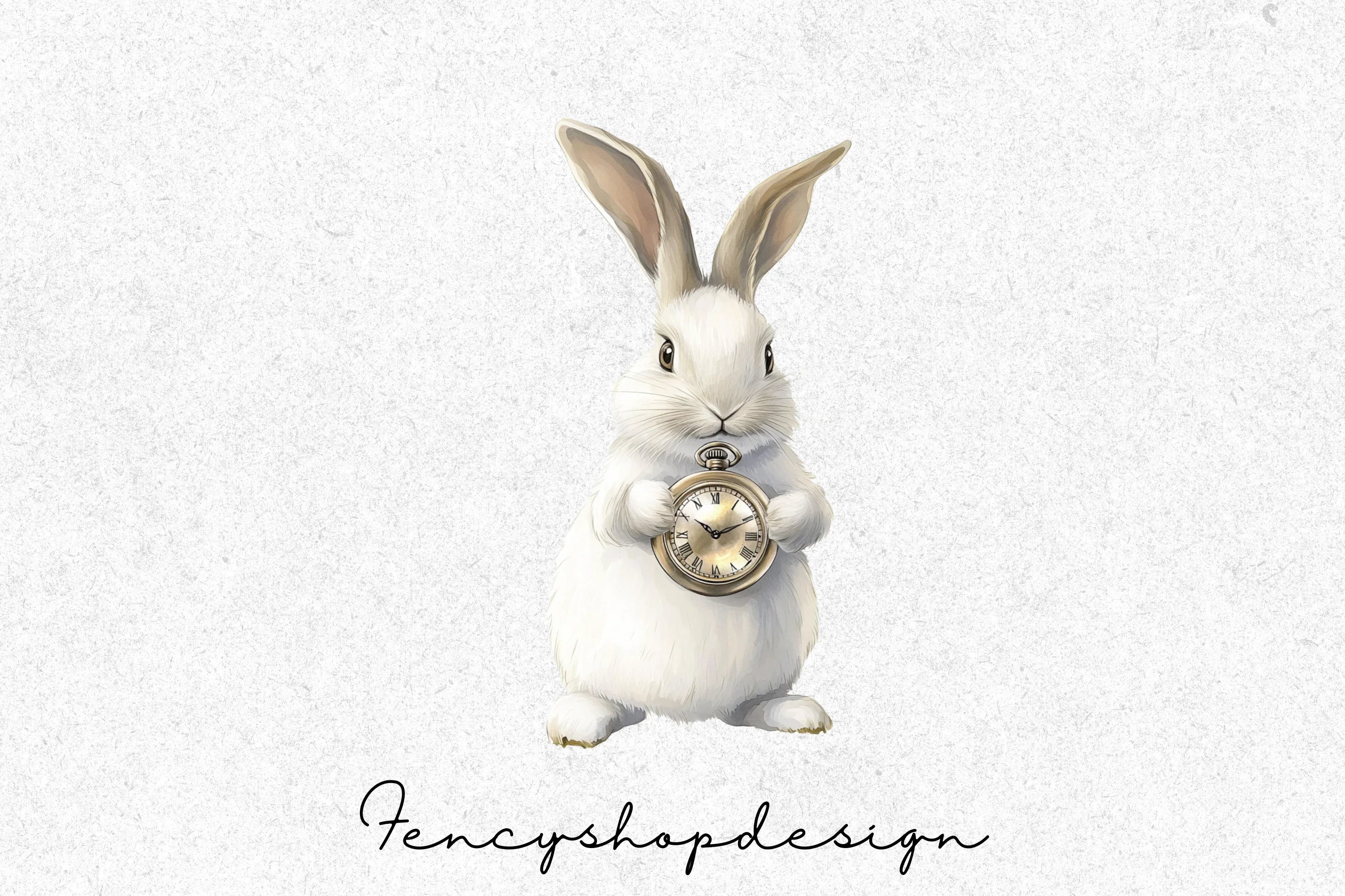 White Rabbit Pocket Watch Clipart Bundle - Image 3