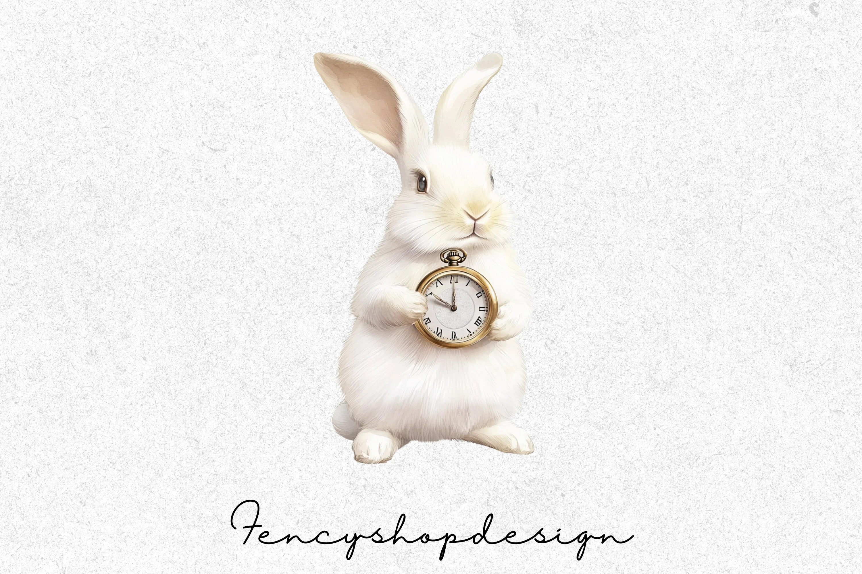 White Rabbit Pocket Watch Clipart Bundle - Image 4