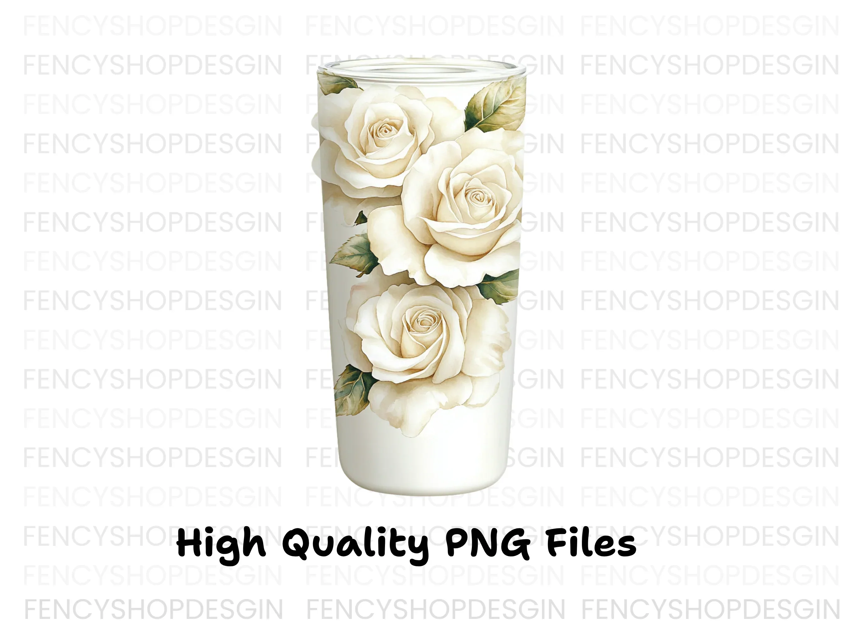 White Rose Tumbler Clipart Bundle - Image 3