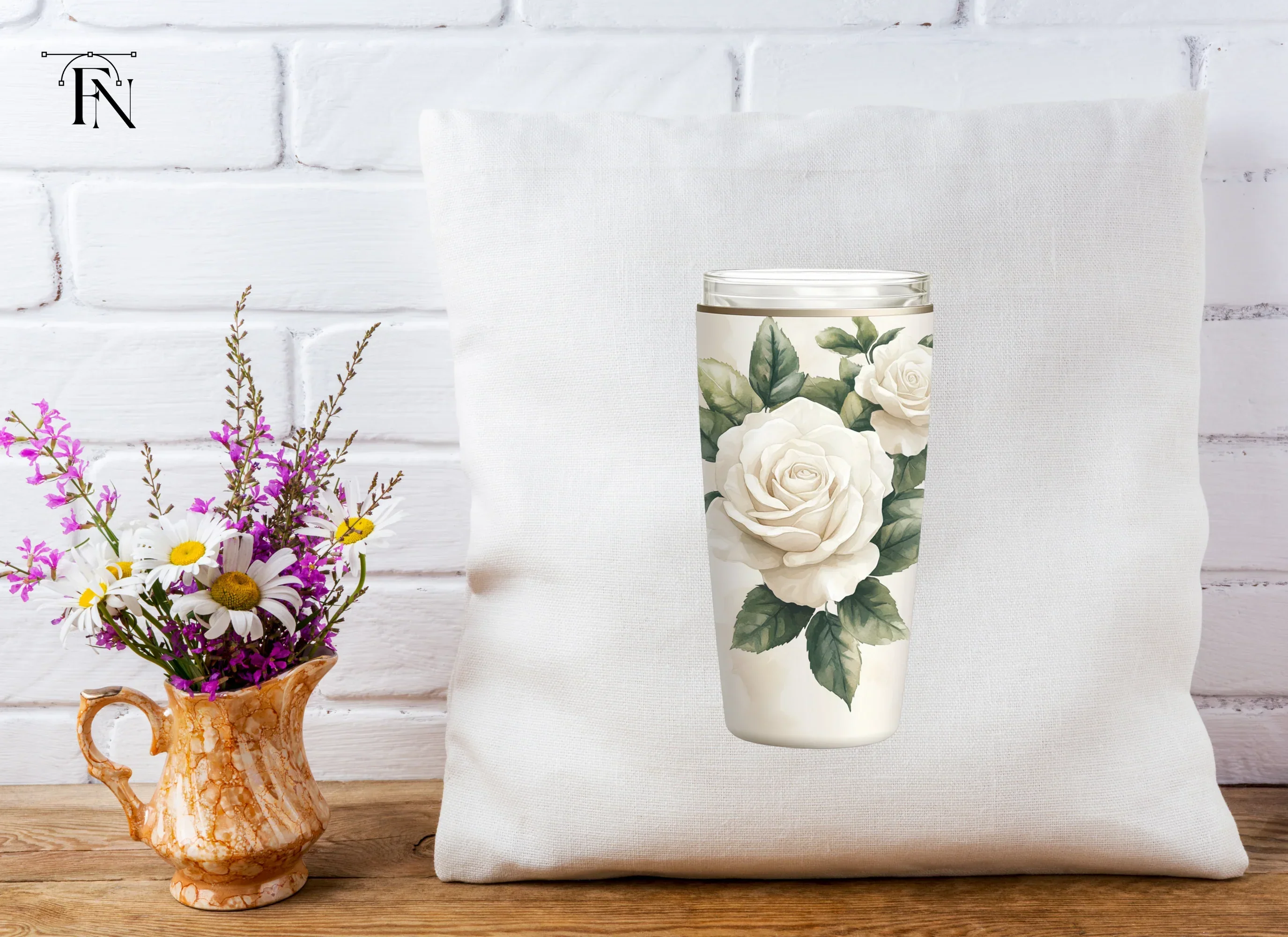 White Rose Tumbler Clipart Bundle - Image 5