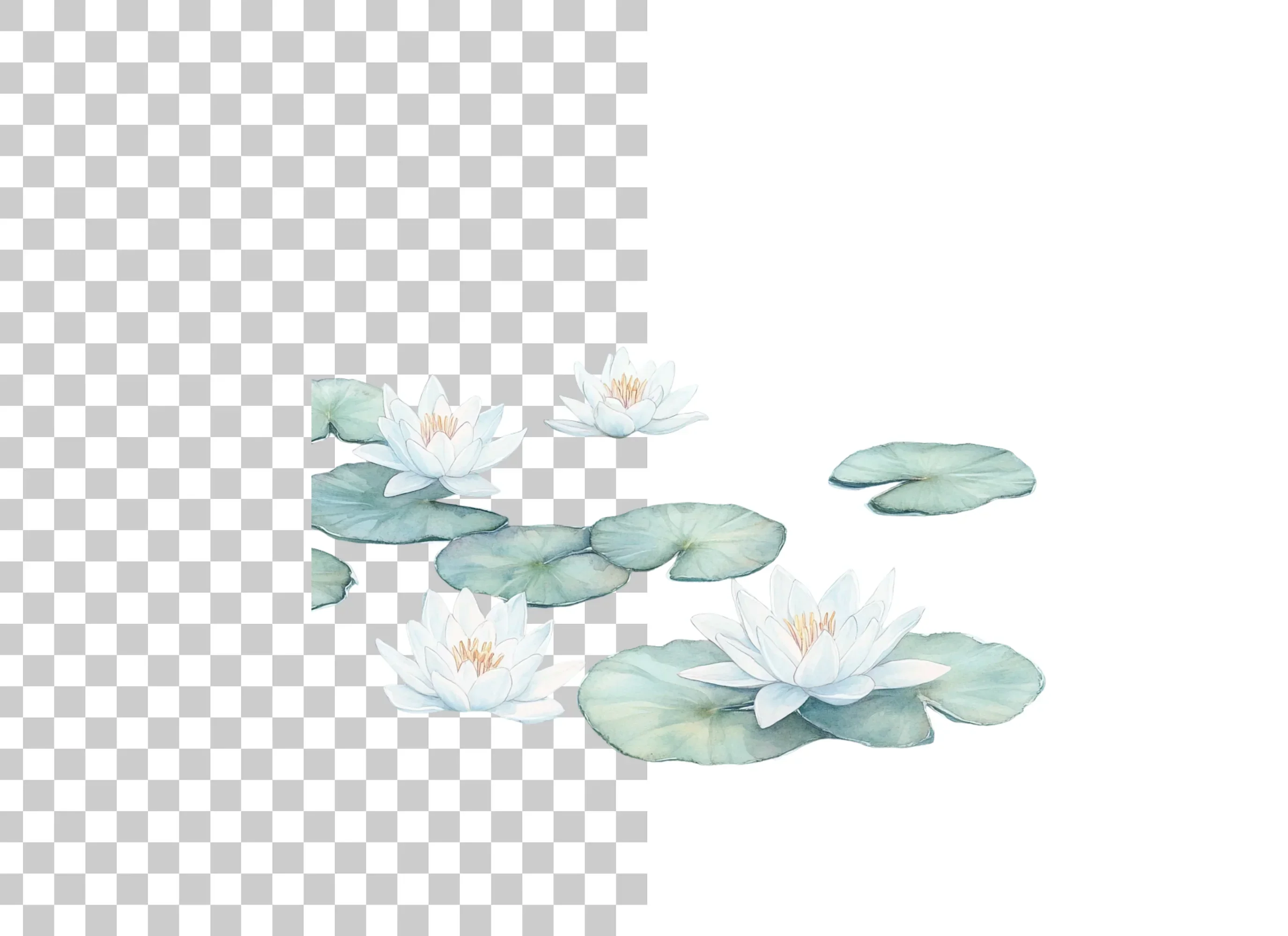 White Water Lilies and Pads Clipart Bundle - Image 2
