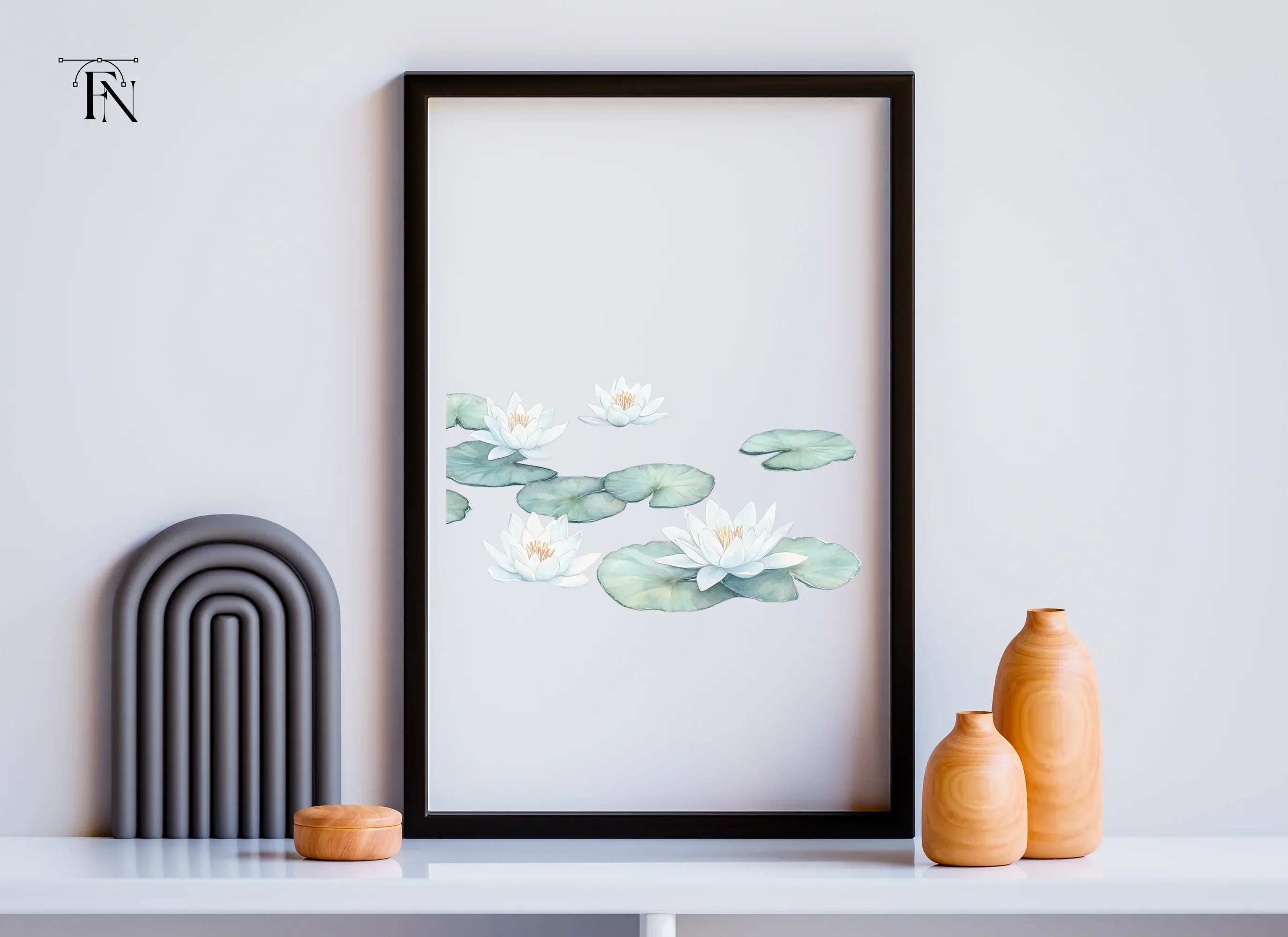 White Water Lilies and Pads Clipart Bundle - Image 6