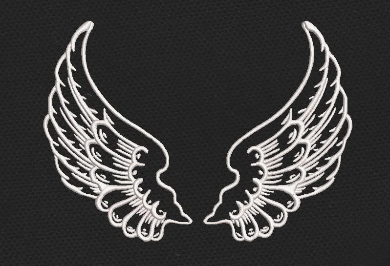 White Wings Angelic Feather Embroidery Design