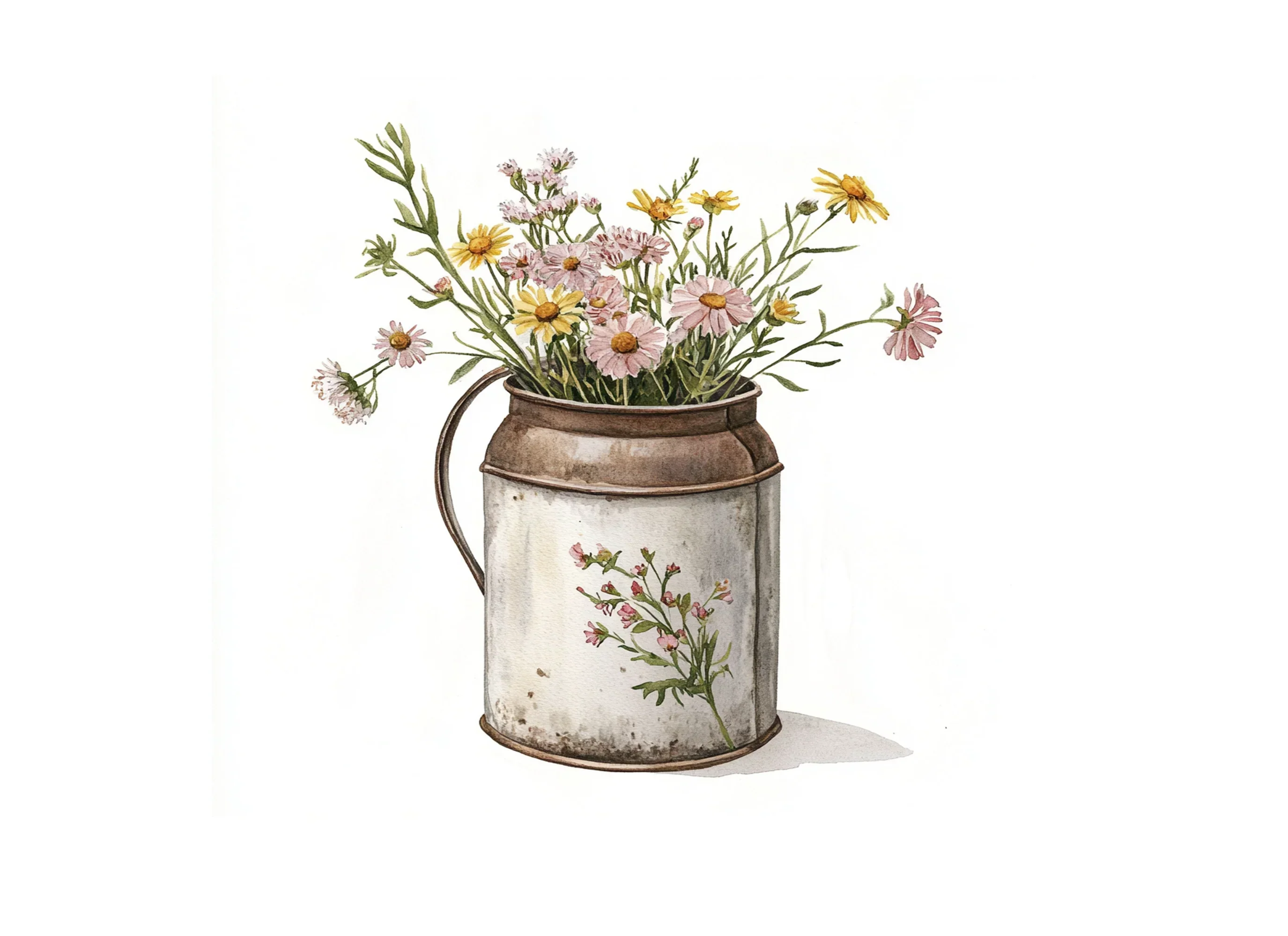 Wildflower Bouquets in Vintage Milk Cans Clipart Bundle - Image 3