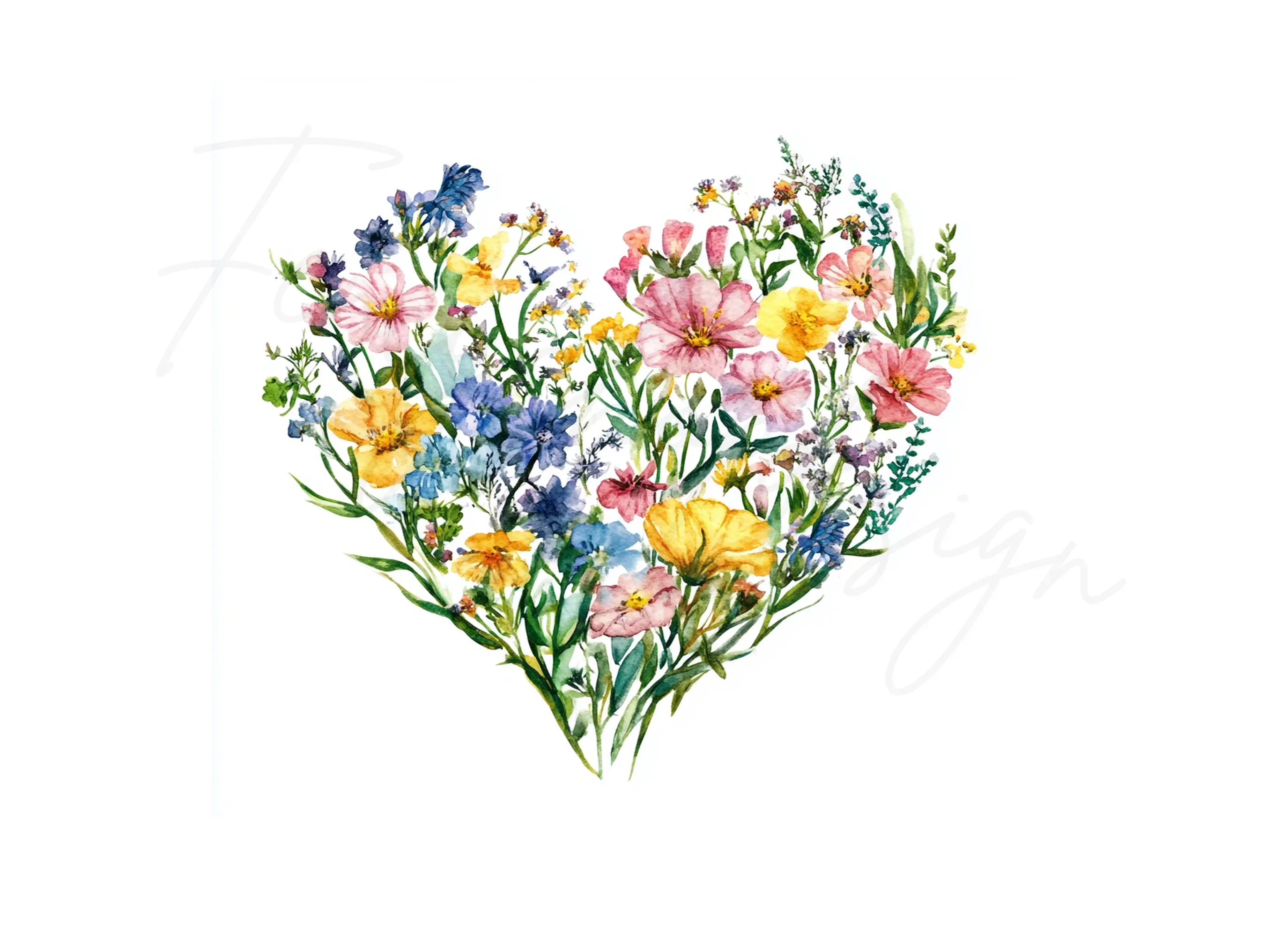 Wildflower Heart Clipart Bundle - Image 3