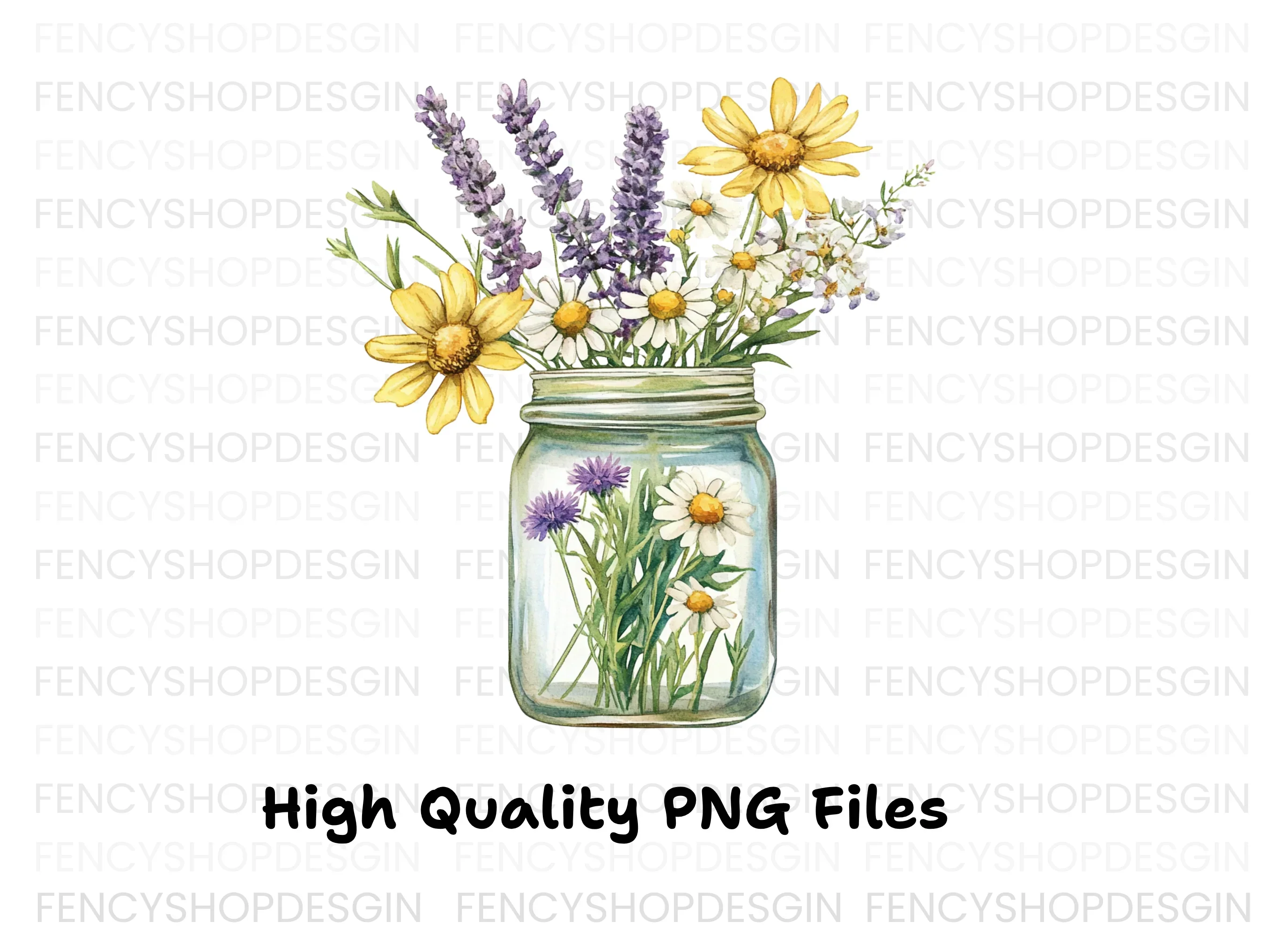 Wildflower Mason Jar Bouquets Clipart Bundle - Image 3