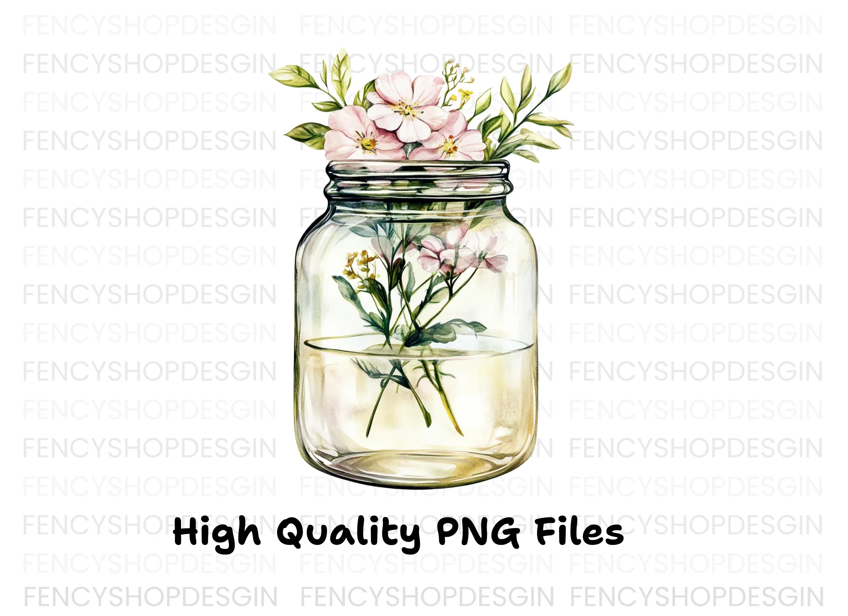 Wildflower Mason Jar Clipart Bundle - Image 3