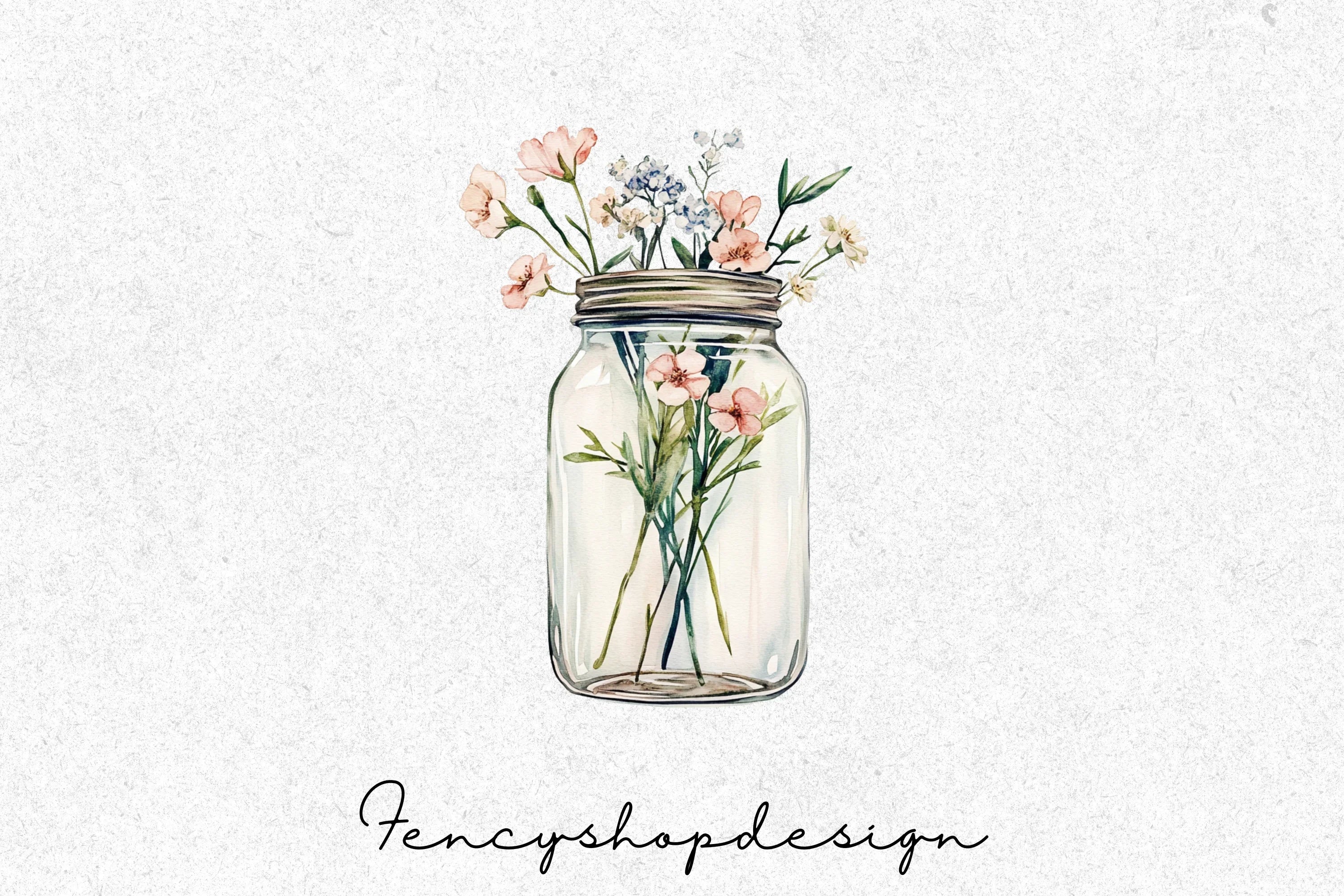 Wildflower Mason Jars Clipart Bundle - Image 2