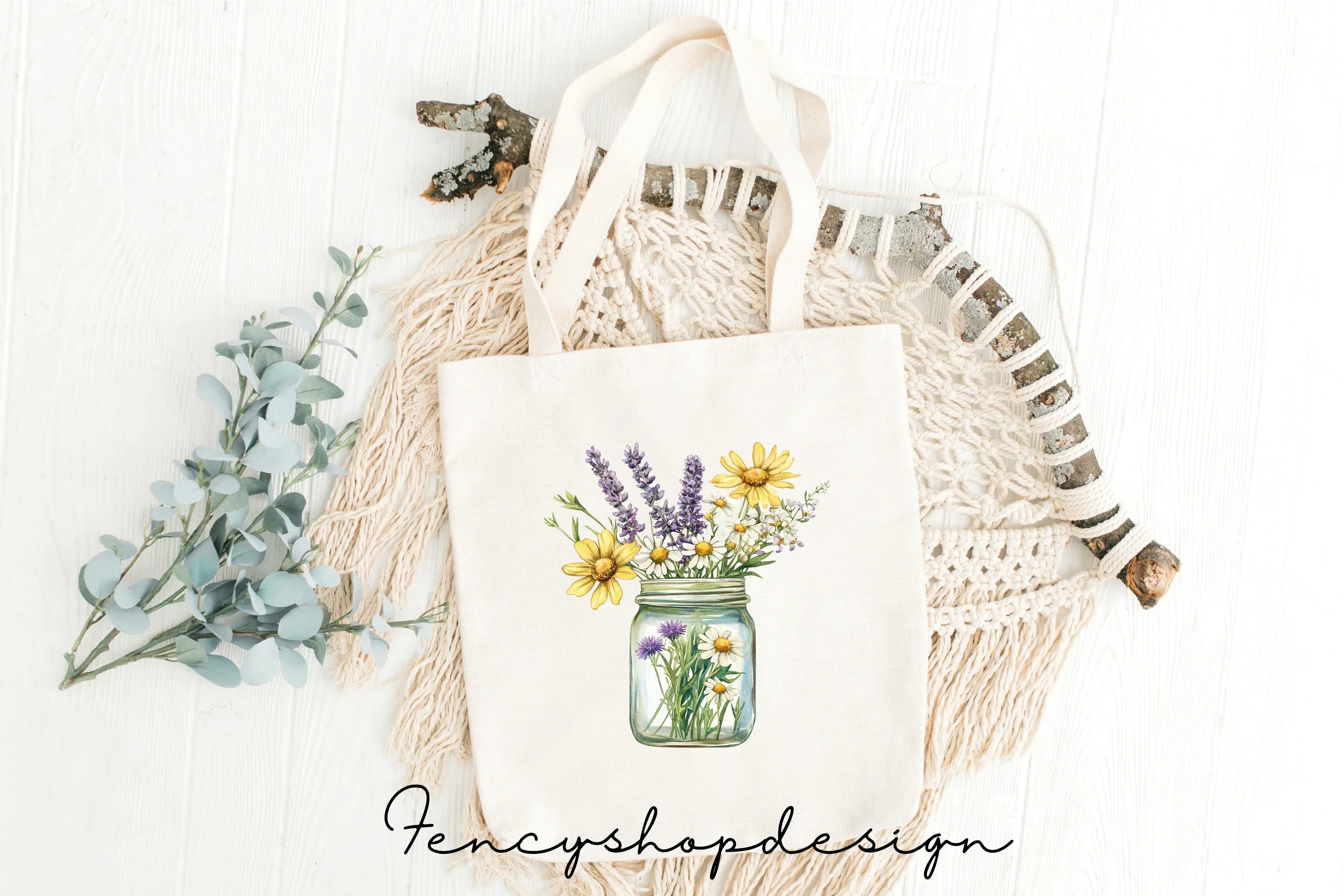 Wildflower Mason Jars Clipart Bundle - Image 4