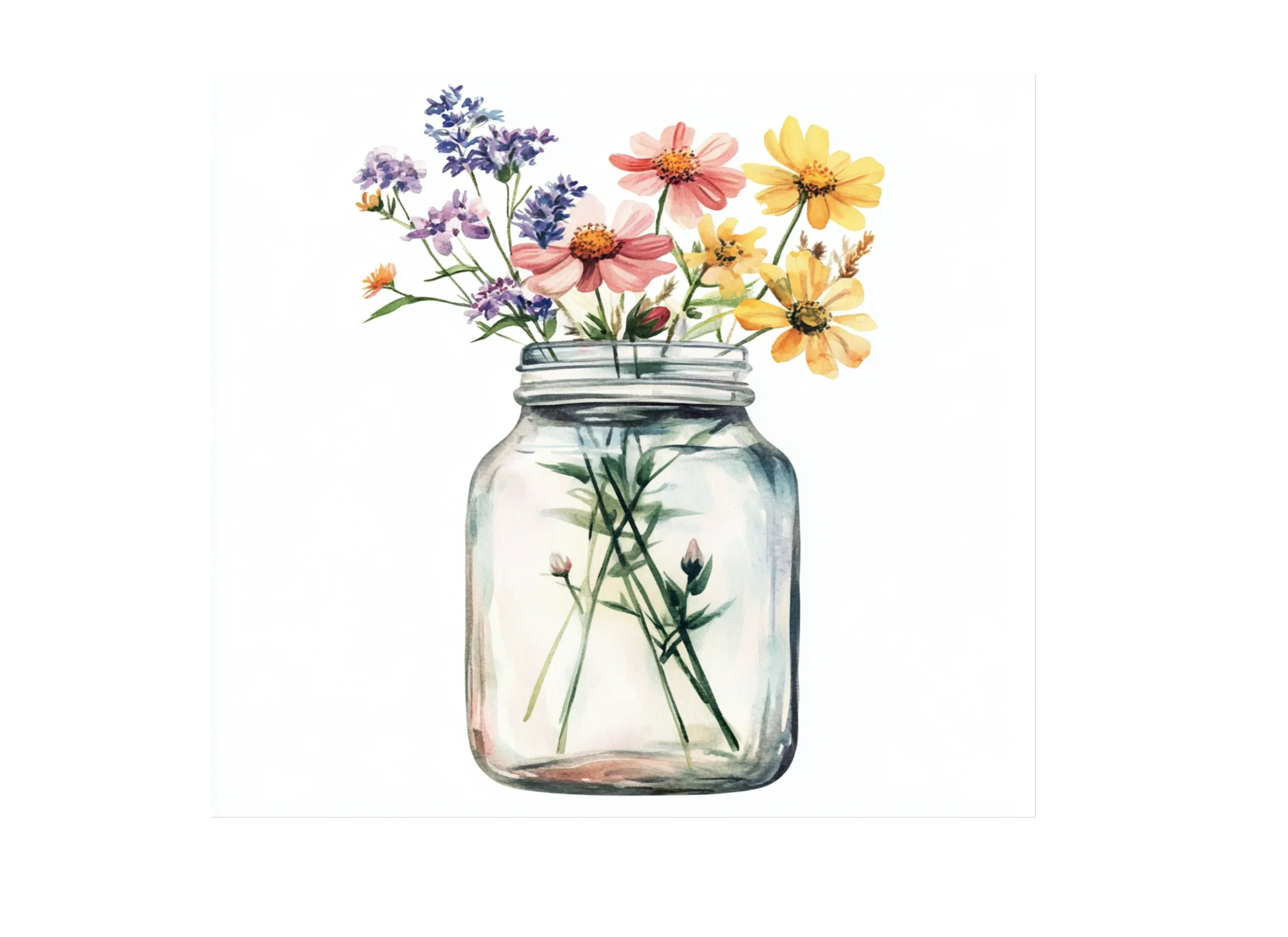 Wildflowers in Mason Jars Clipart Bundle - Image 3