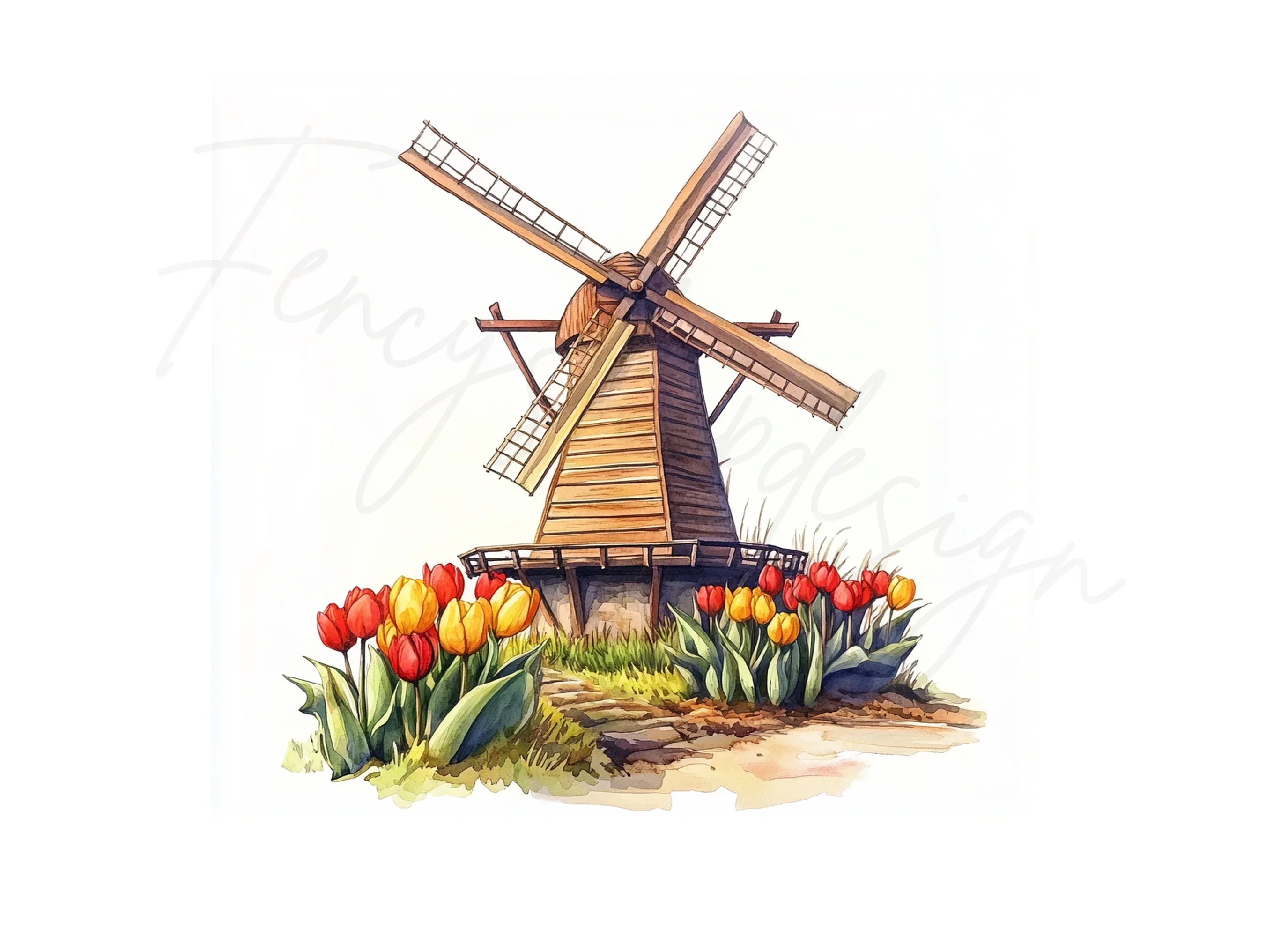 Windmills and Tulips Clipart Bundle - Image 2