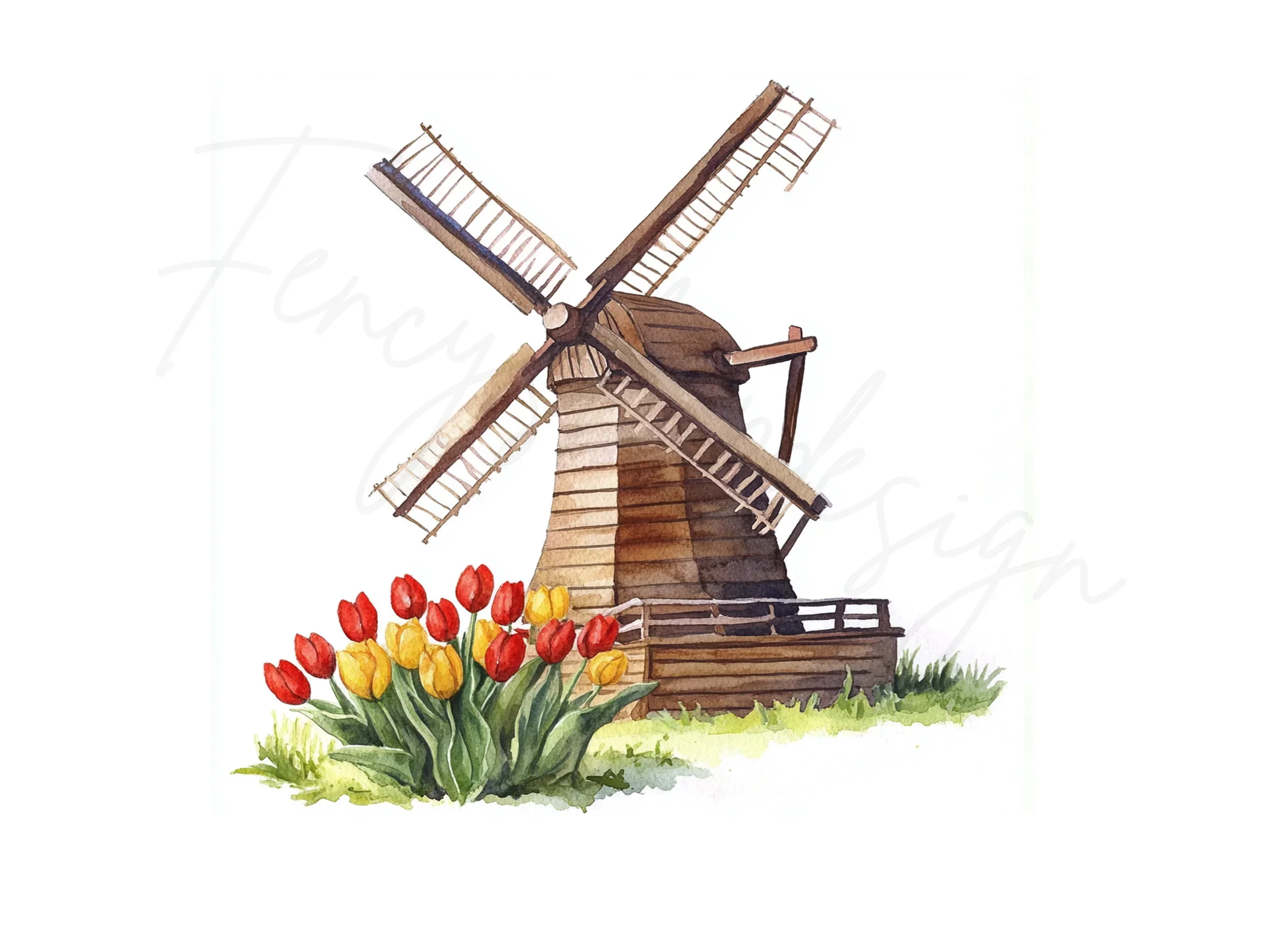 Windmills and Tulips Clipart Bundle - Image 3