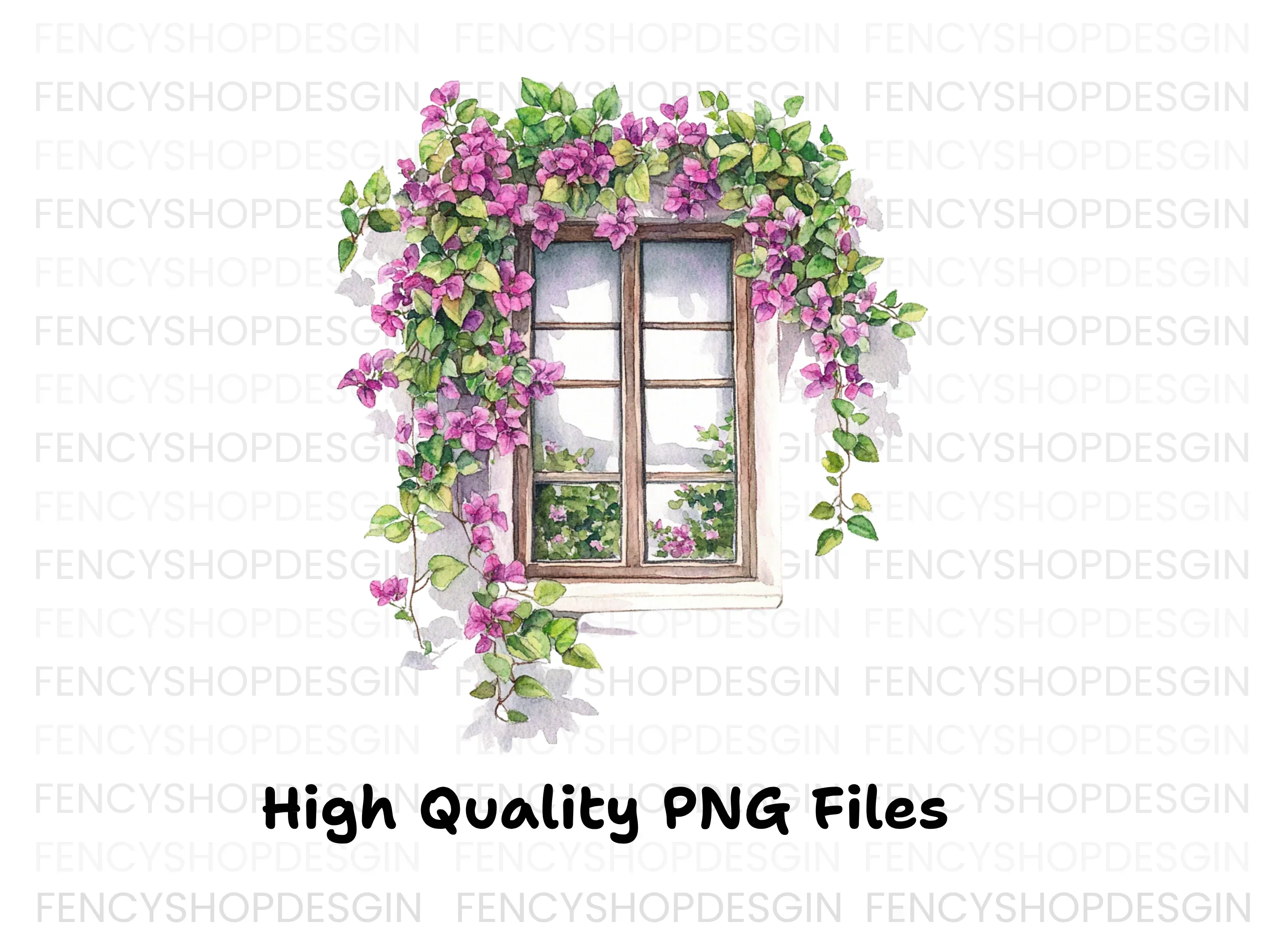 Window with Bougainvillea Clipart Bundle - Image 3