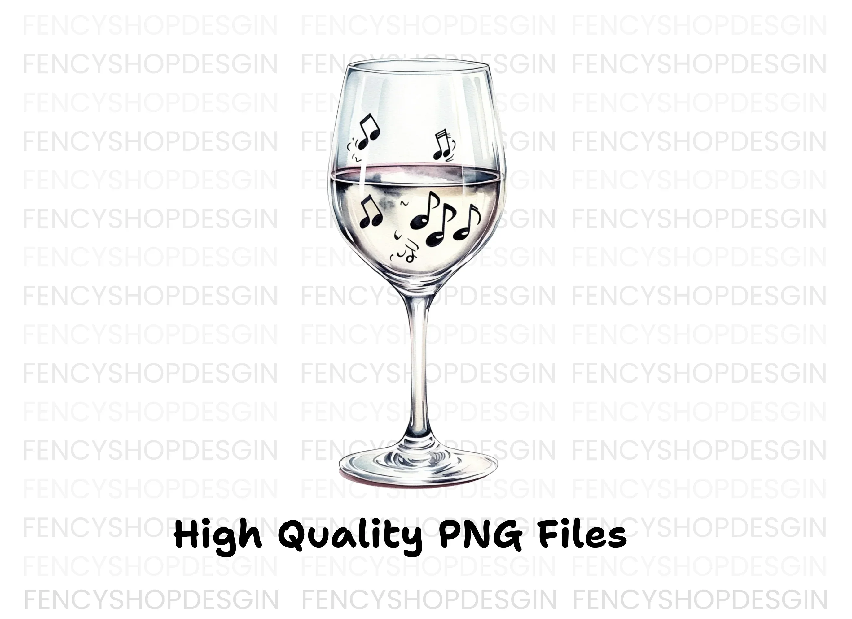 Wine Glasses with Musical Notes Clipart Bundle - Image 3