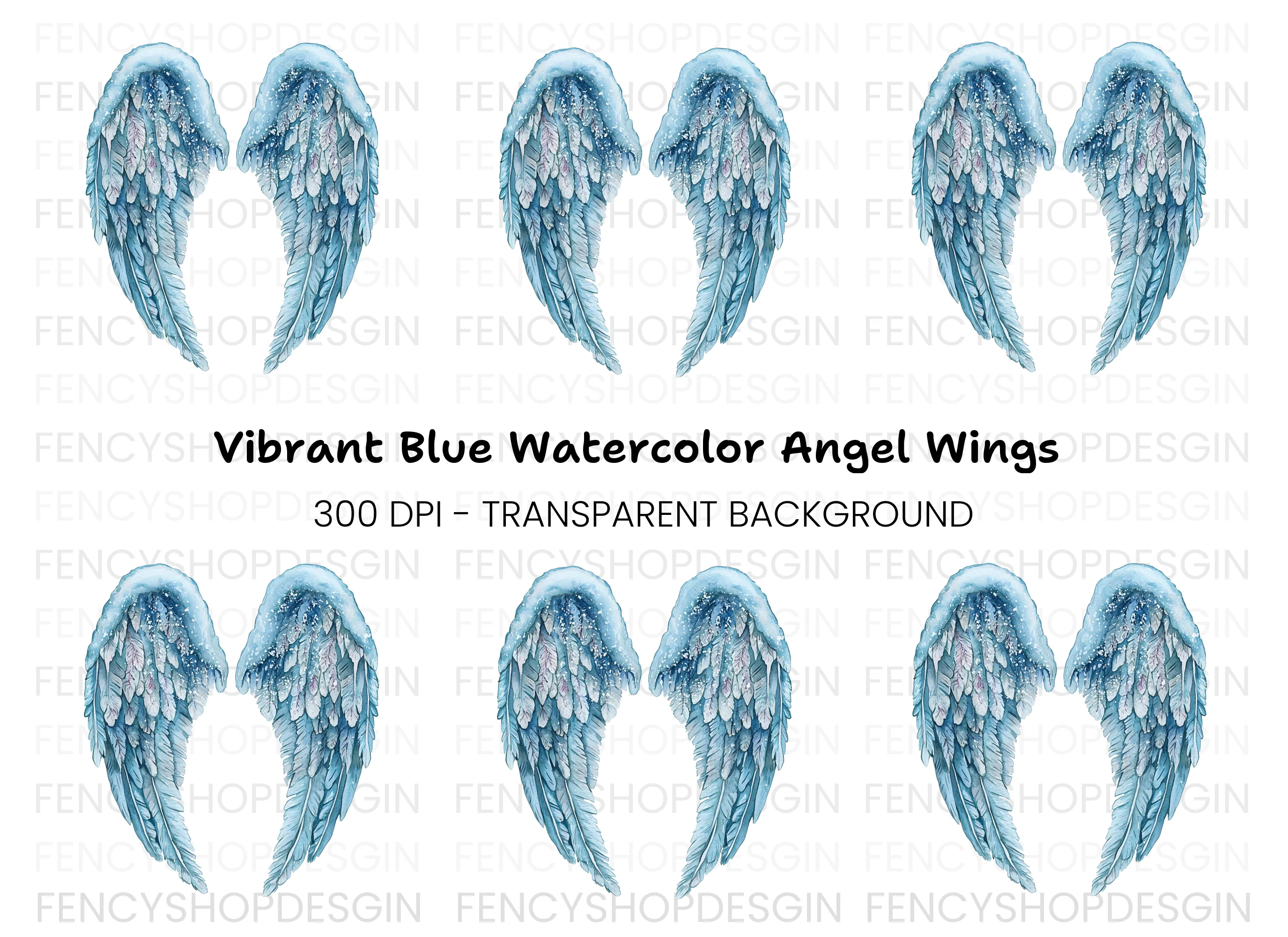 Winter Angel Wings Clipart Bundle