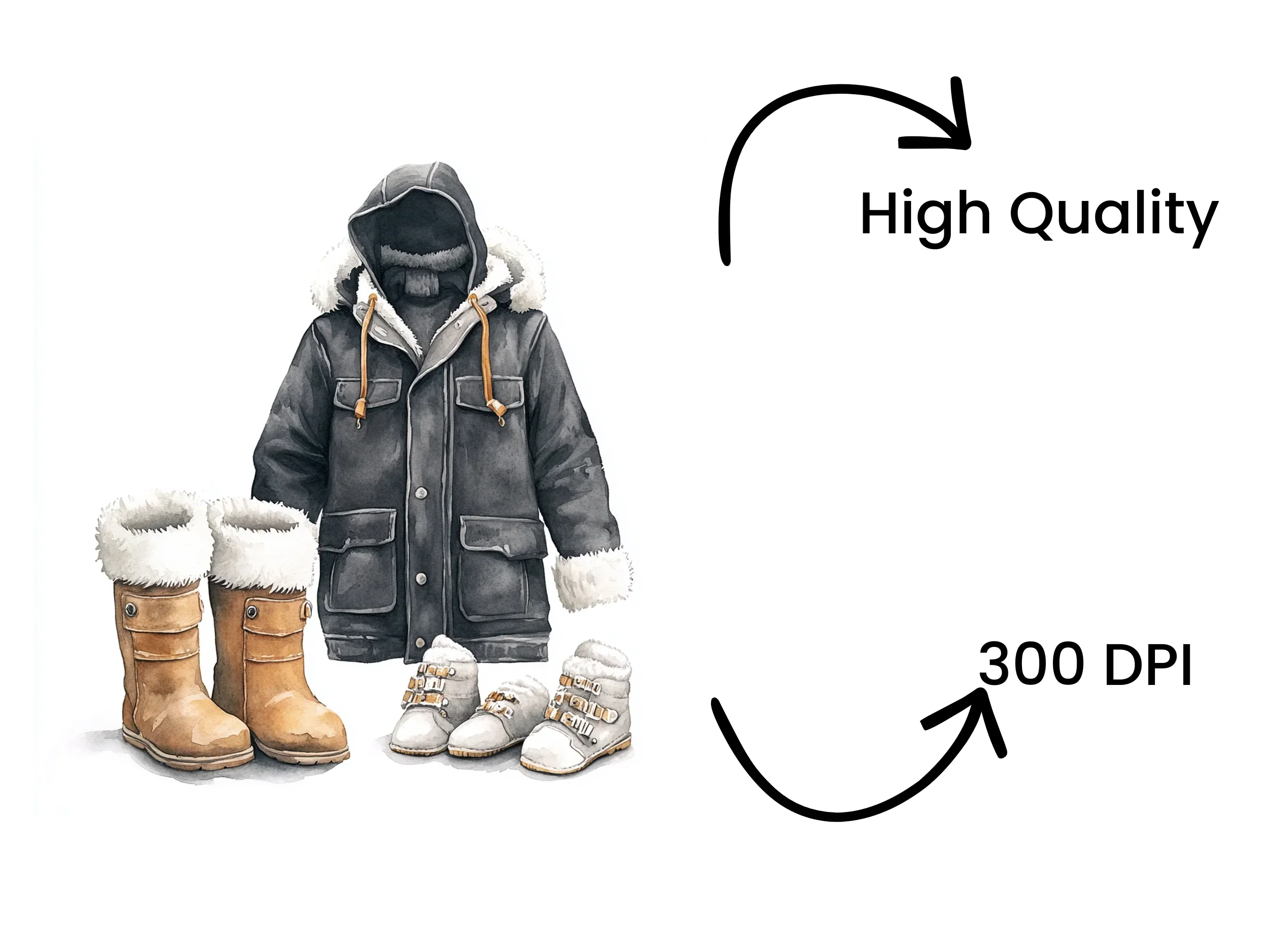 Winter Apparel and Boots Clipart Bundle - Image 4