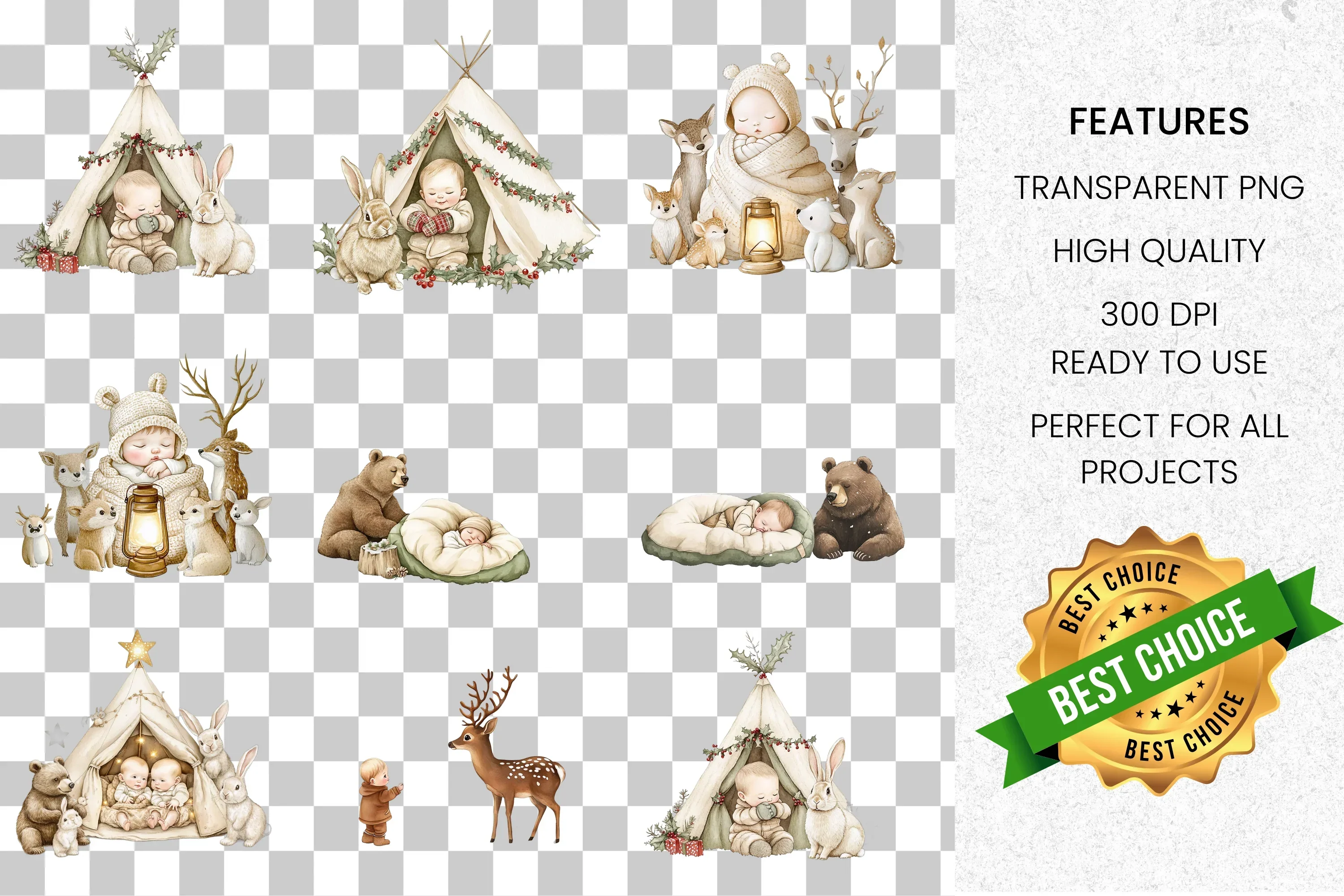 Winter Baby Animals Clipart Bundle - Image 2