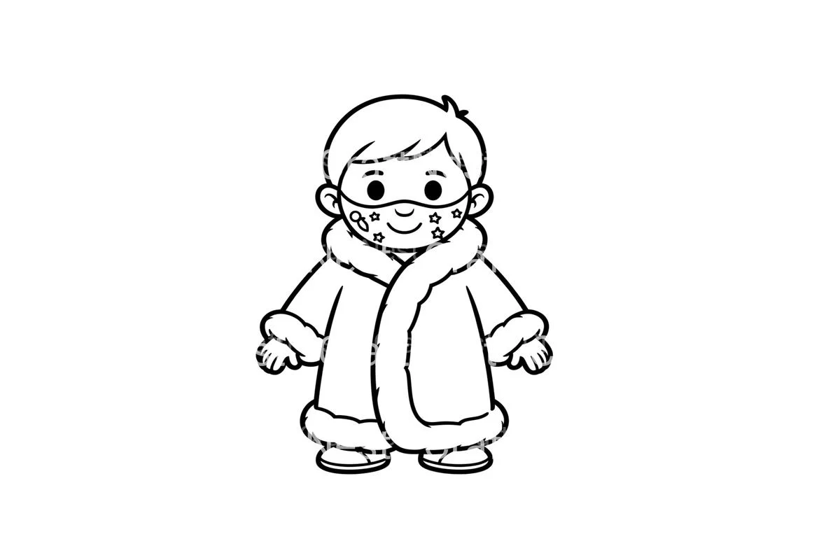 Winter Boy with Mask Coloring Books - Image 2