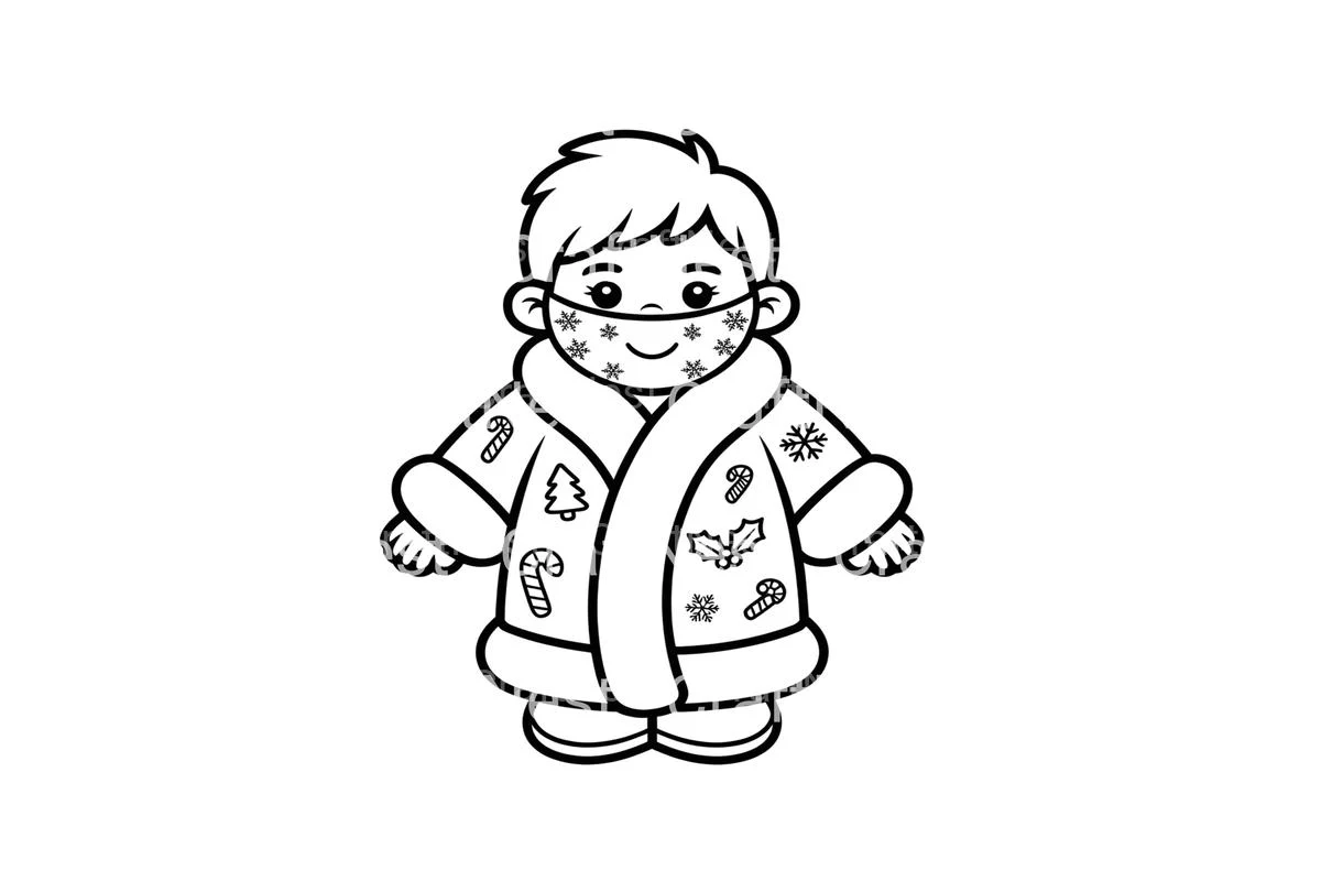 Winter Boy with Mask Coloring Books - Image 4