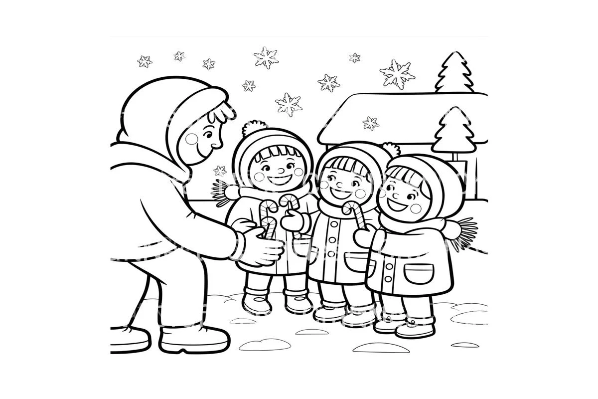 Winter Candy Cane Kids Coloring Books - Image 3