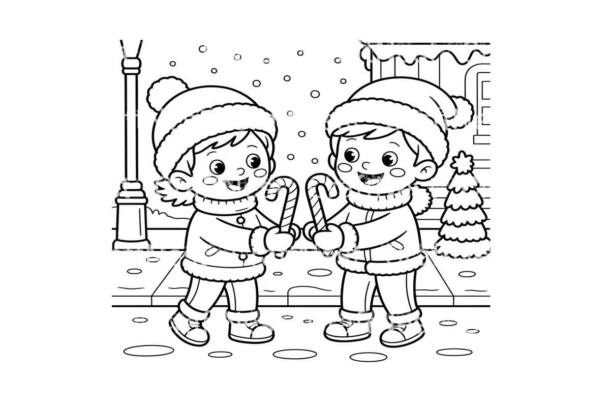 Winter Candy Cane Kids Coloring Books - Image 4