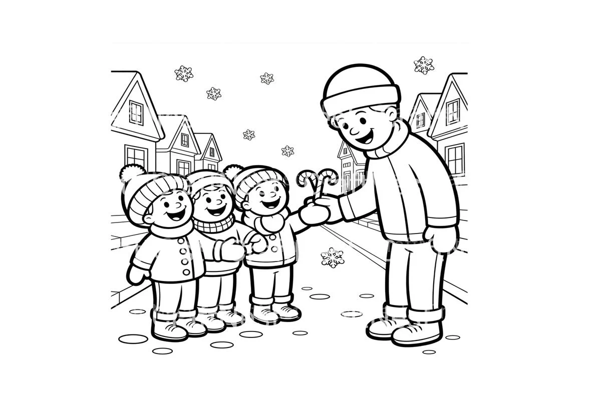 Winter Candy Cane Sharing Coloring Books - Image 2