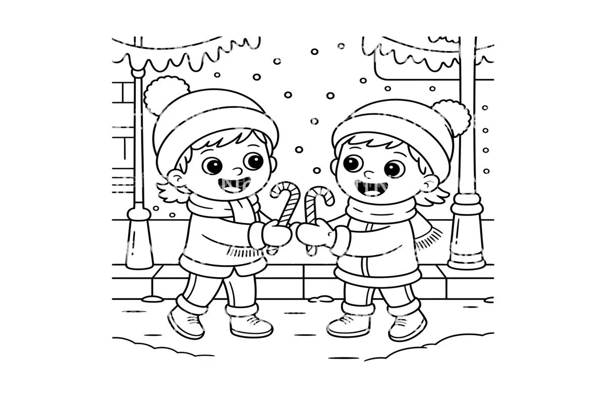 Winter Candy Cane Sharing Coloring Books - Image 3