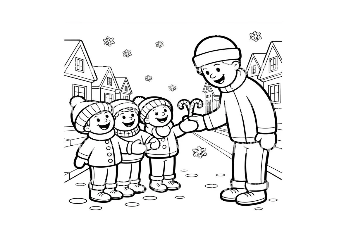 Winter Candy Cane Sharing Coloring Books - Image 4