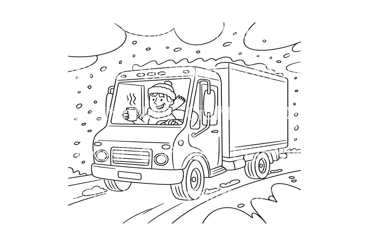 Winter Delivery TruckFun Coloring Books - Image 3