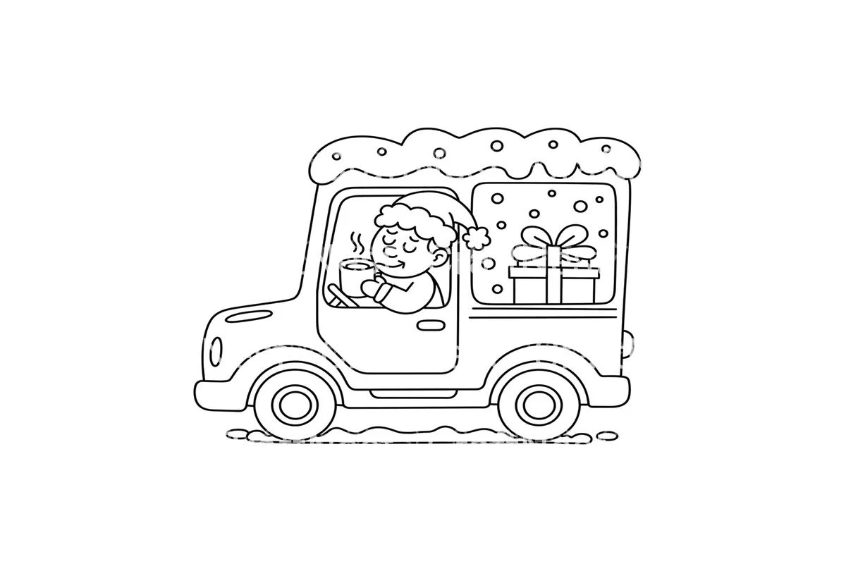 Winter Delivery TruckFun Coloring Books - Image 4
