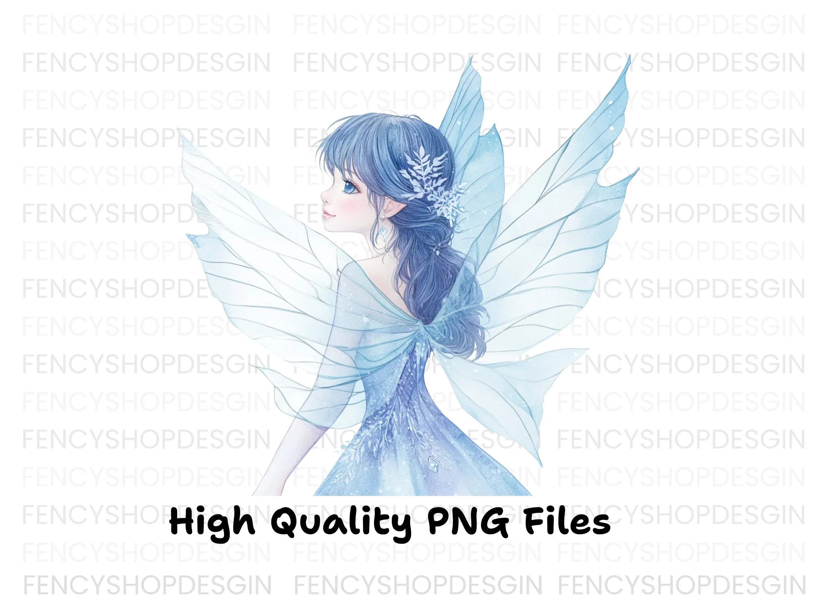 Winter Fairy Blue Dress Clipart Bundle - Image 2