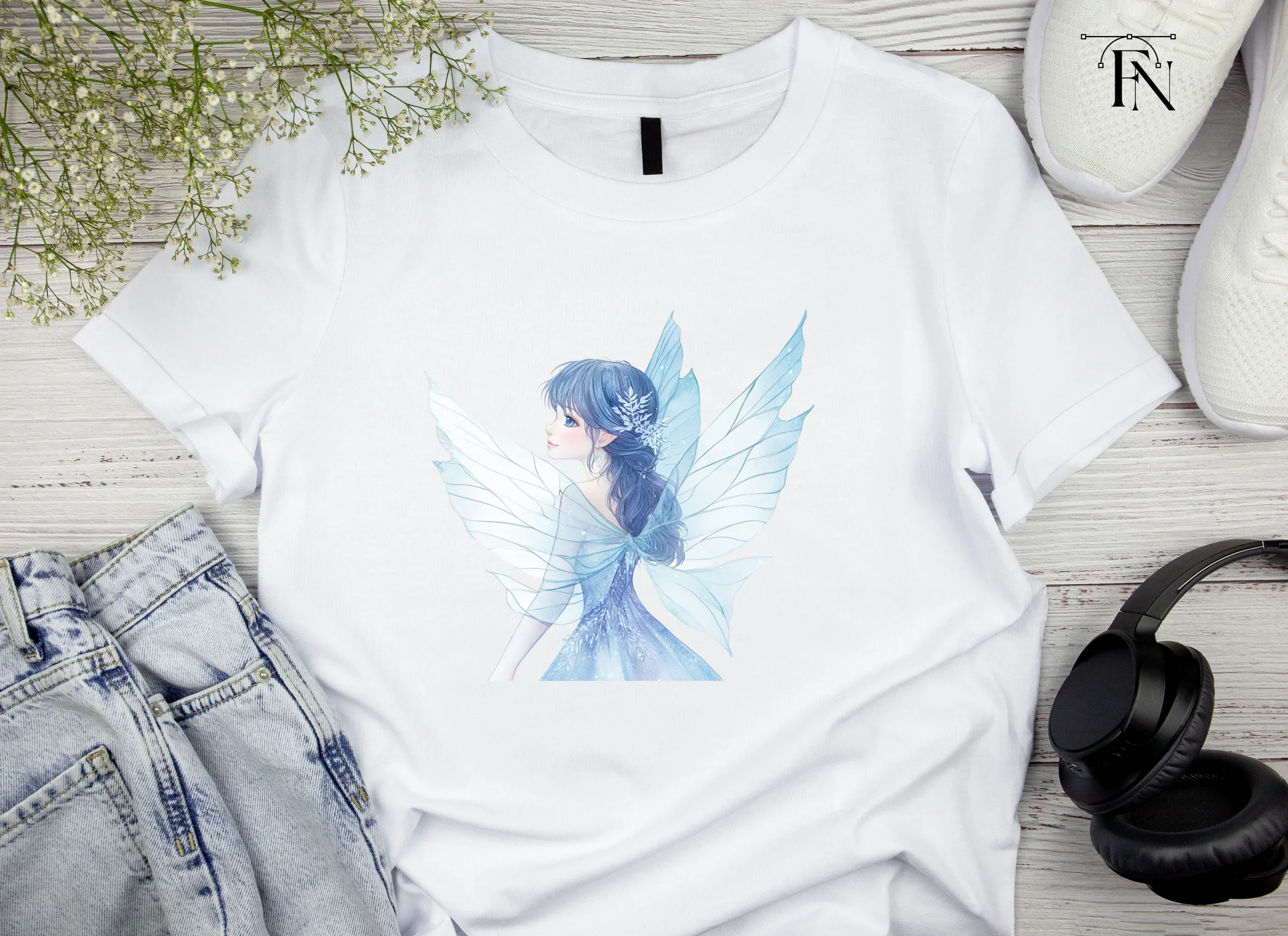 Winter Fairy Blue Dress Clipart Bundle - Image 5