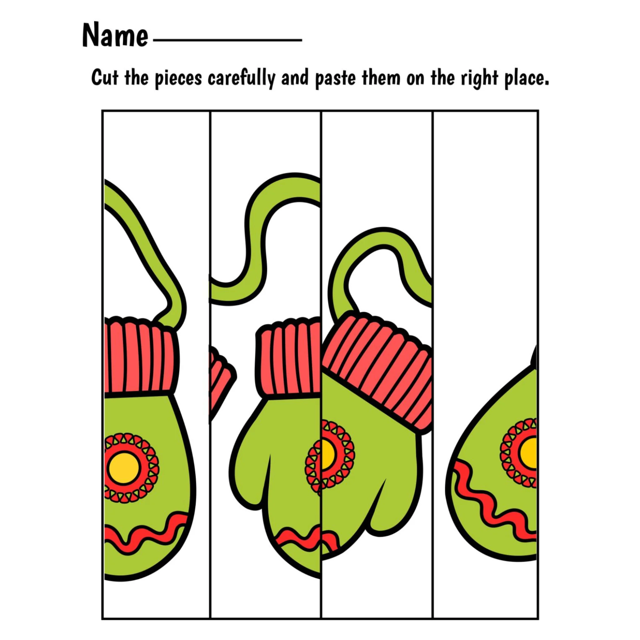 Winter Fine Motor Puzzles Cut and Paste Activities - Image 3