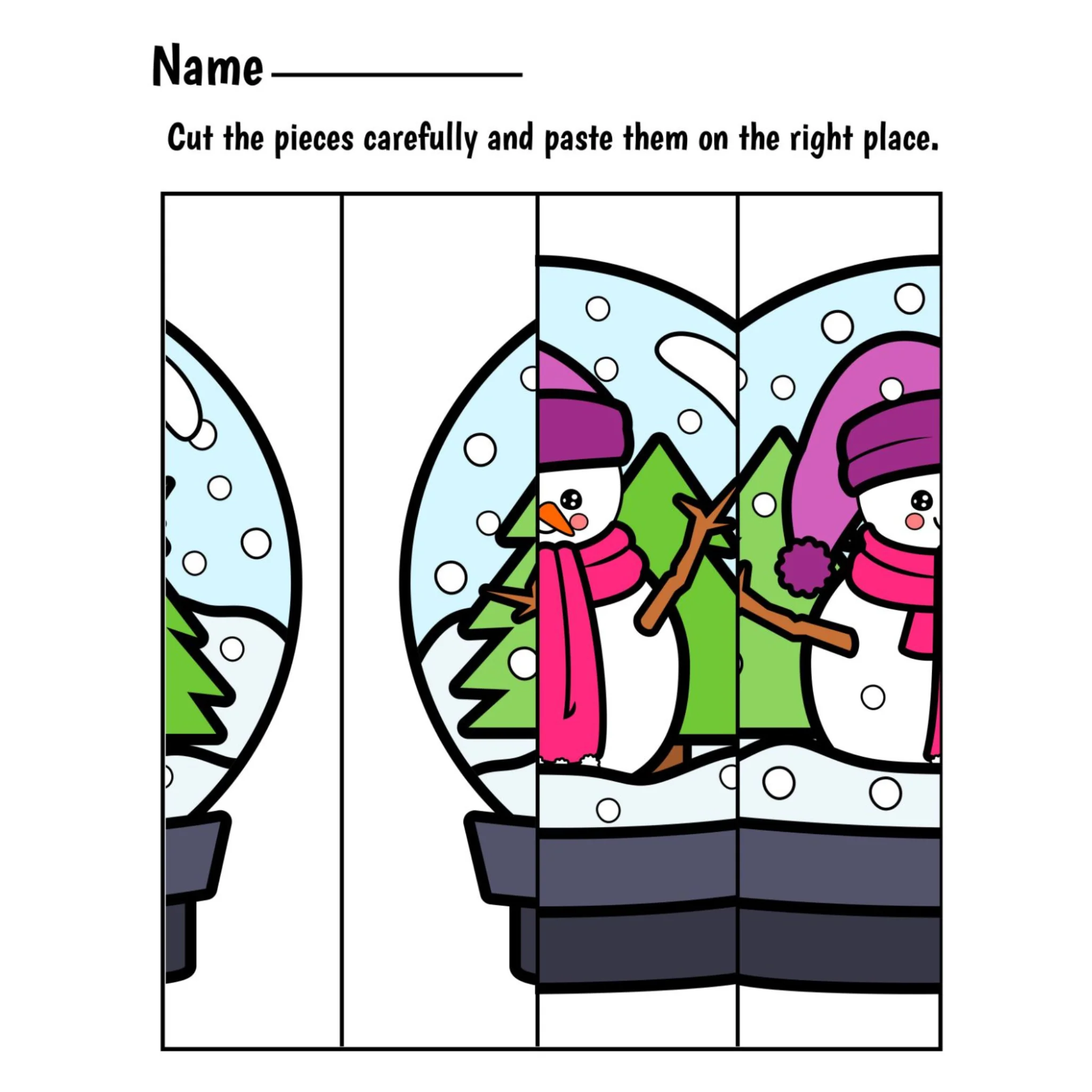 Winter Fine Motor Puzzles Cut and Paste Activities - Image 4