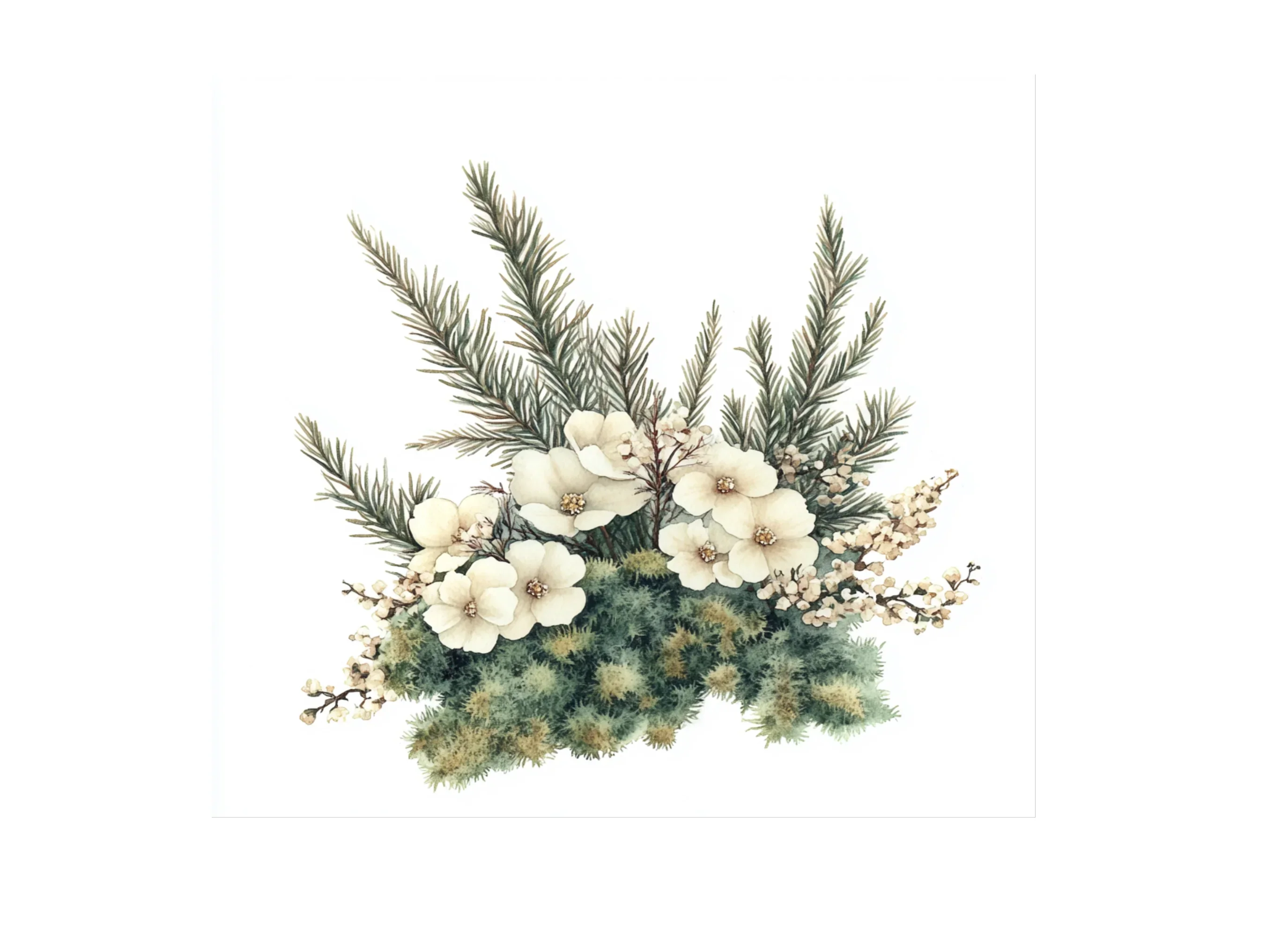 Winter Floral Pine Cone Clipart Bundle - Image 3