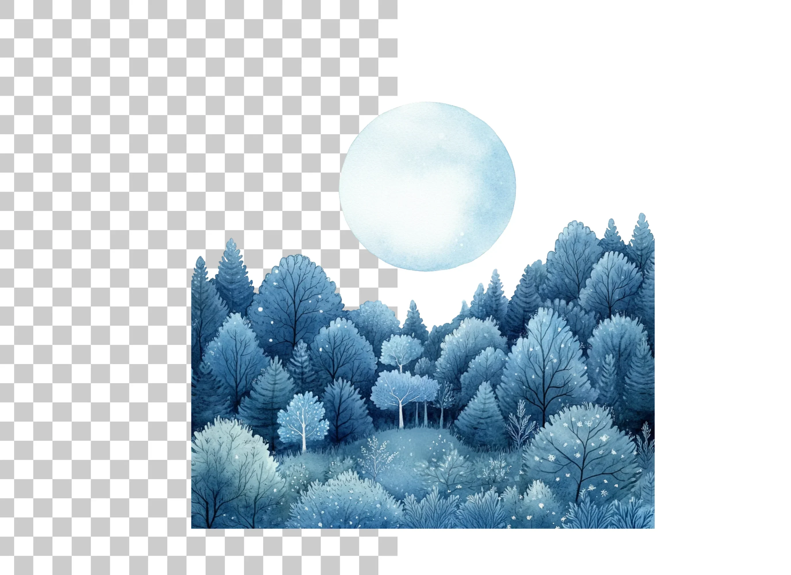 Winter Forest Moon Clipart Bundle - Image 2